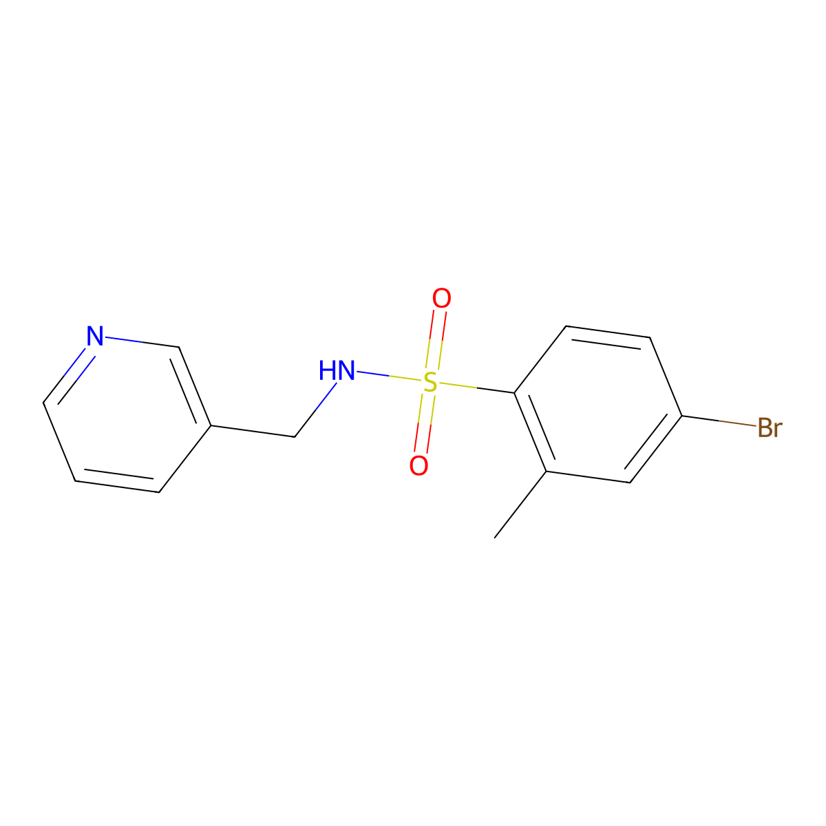 4-bromo-2-methyl-N-(pyridin-3-ylmethyl)benzenesulfonamide molecular structure, CAS 313976-39-5