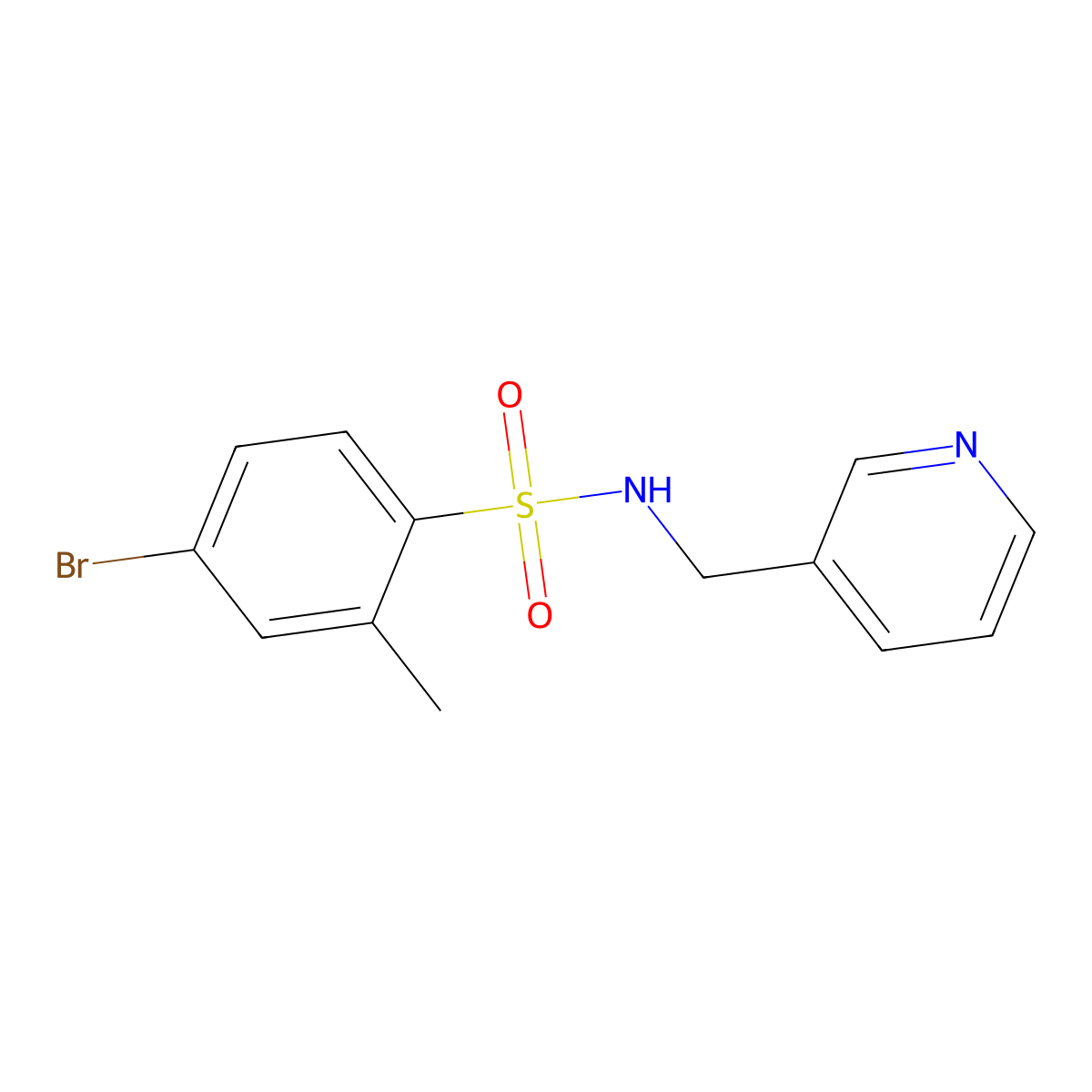4-bromo-2-methyl-N-(pyridin-3-ylmethyl)benzenesulfonamide molecular structure, CAS 313976-39-5