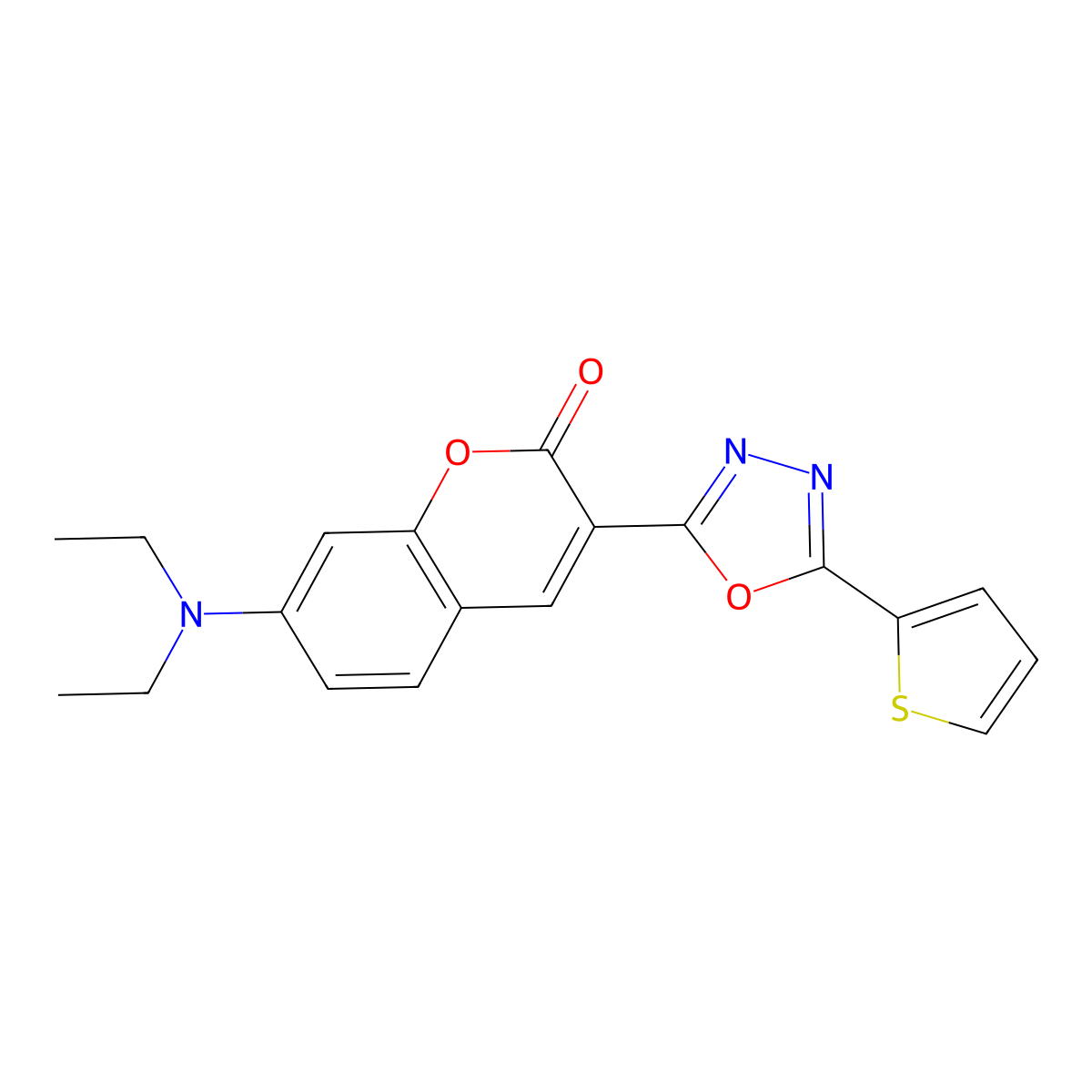 7-Diethylamino-3-(5-thiophen-2-yl-[1,3,4]oxadiazol-2-yl)-chromen-2-one molecular structure, CAS 313976-69-1