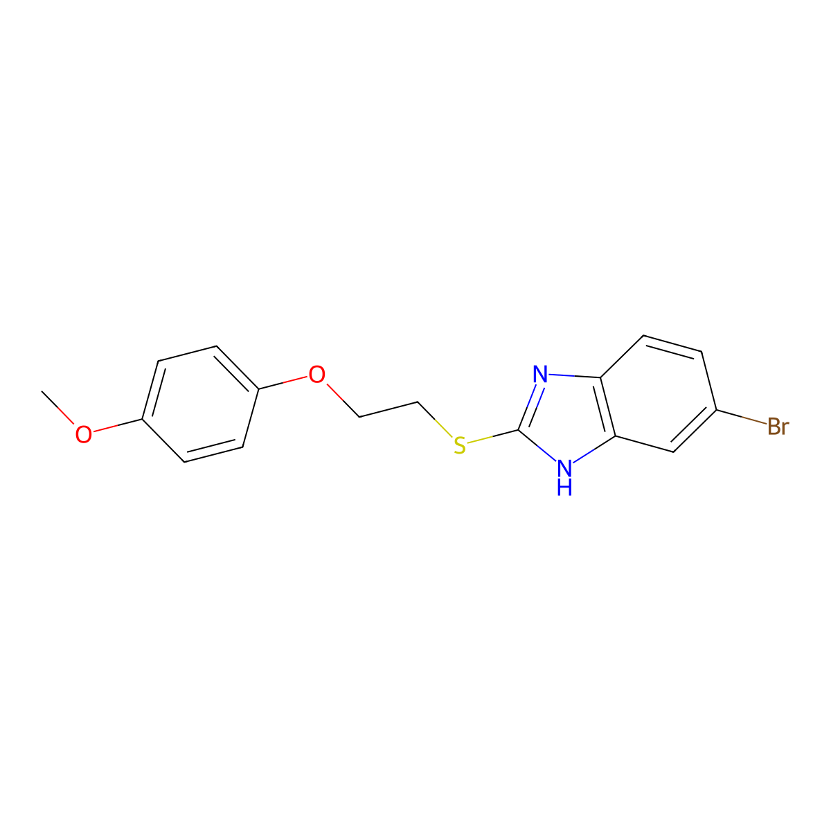 6-bromo-2-[2-(4-methoxyphenoxy)ethylsulfanyl]-1H-benzimidazole molecular structure, CAS 313977-07-0