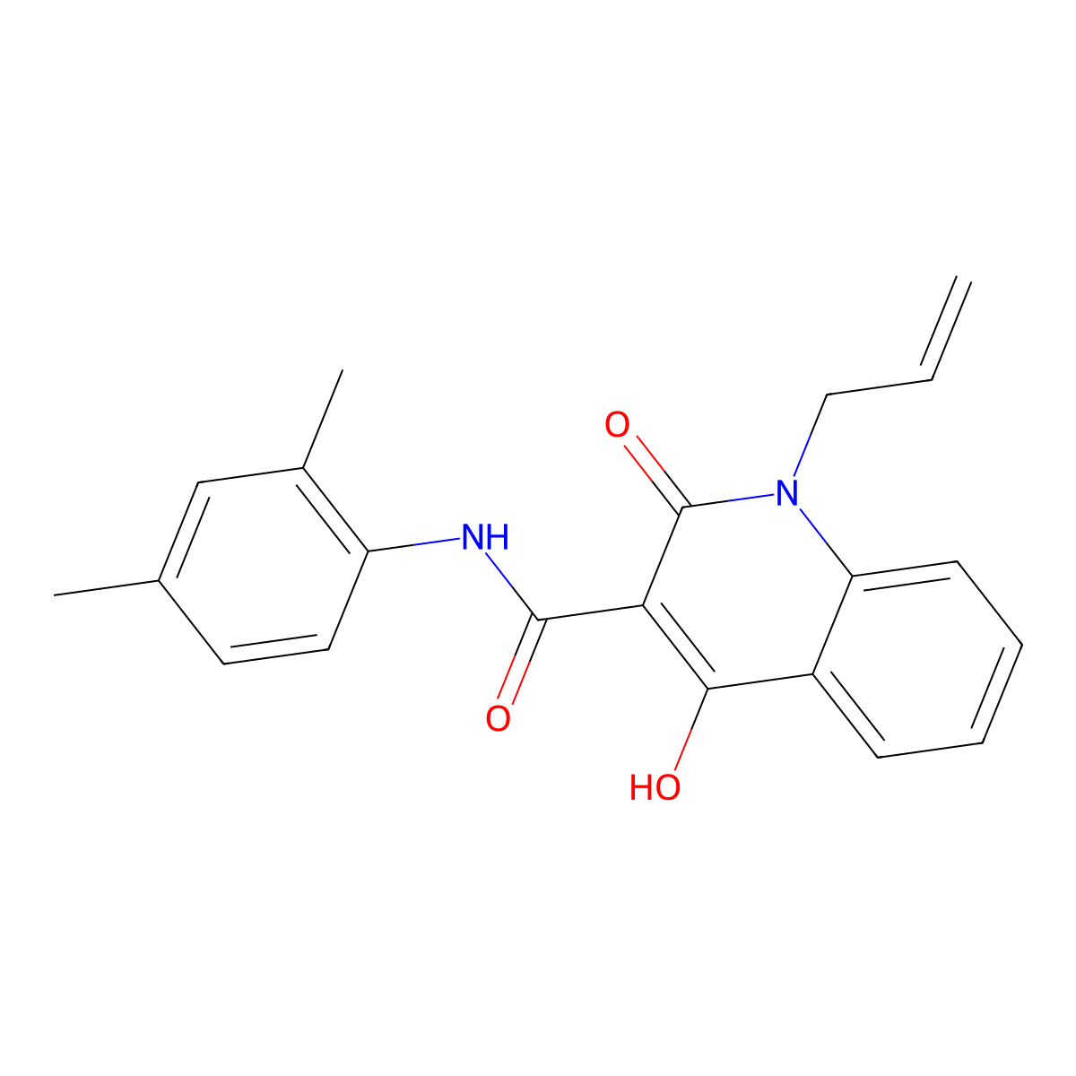 1-allyl-N-(2,4-dimethylphenyl)-4-hydroxy-2-oxo-1,2-dihydroquinoline-3-carboxamide molecular structure, CAS 313980-62-0