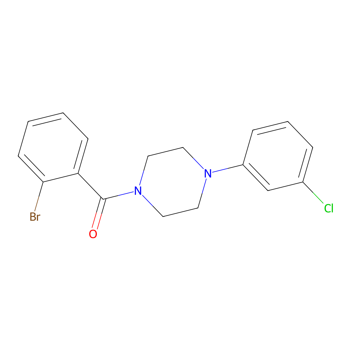 (2-Bromophenyl)-[4-(3-chlorophenyl)piperazin-1-yl]methanone molecular structure, CAS 313981-32-7