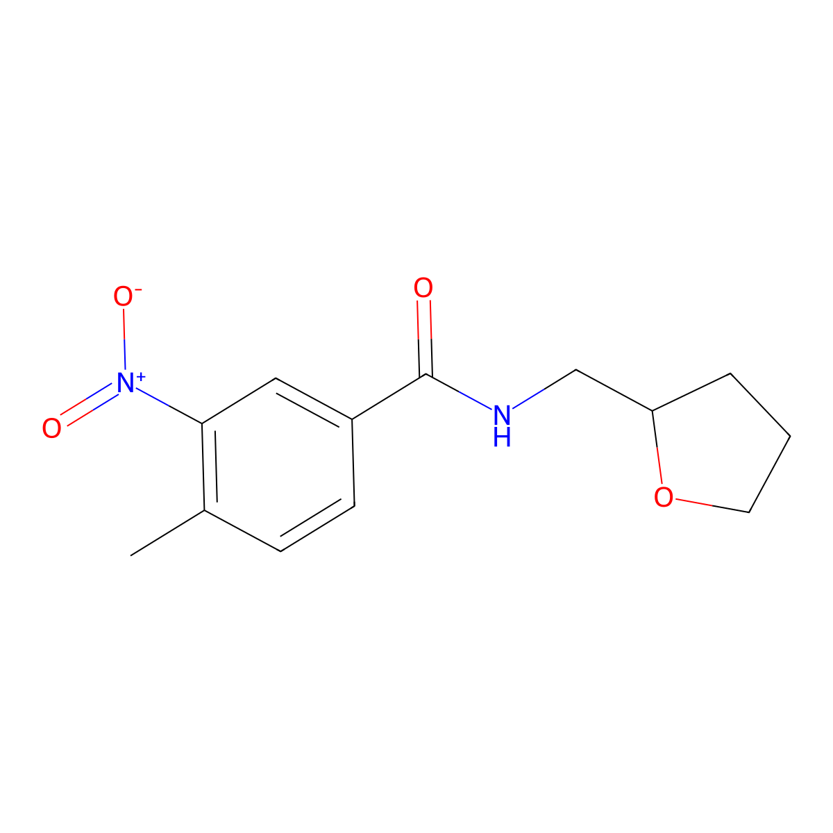 4-methyl-3-nitro-N-(oxolan-2-ylmethyl)benzamide molecular structure, CAS 313981-41-8