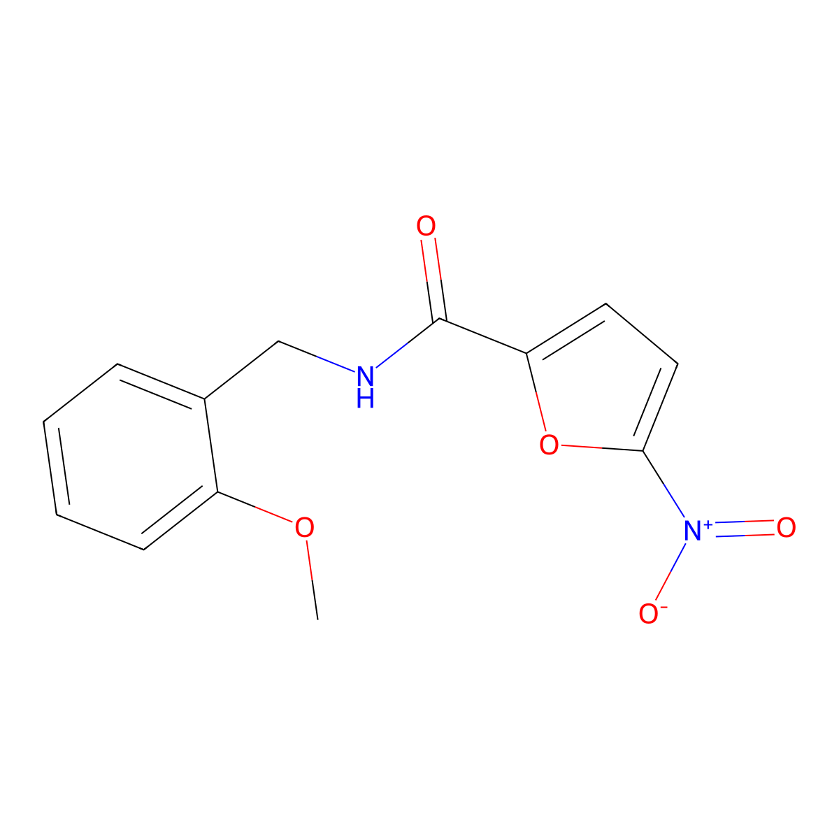 2-Furancarboxamide, N-[(2-methoxyphenyl)methyl]-5-nitro- molecular structure, CAS 313981-44-1