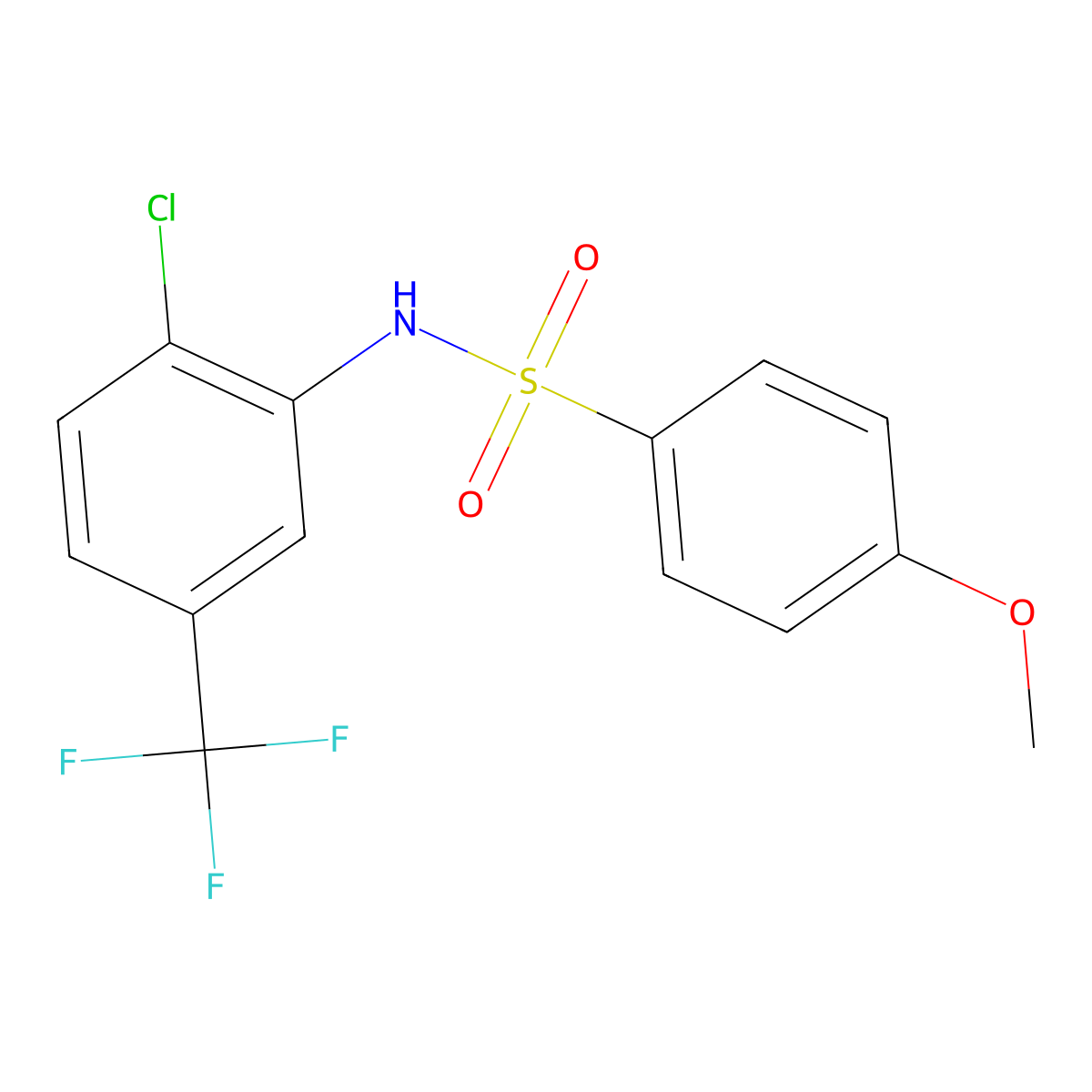 N-(2-Chloro-5-(trifluoromethyl)phenyl)-4-methoxybenzenesulfonamide molecular structure, CAS 313981-48-5