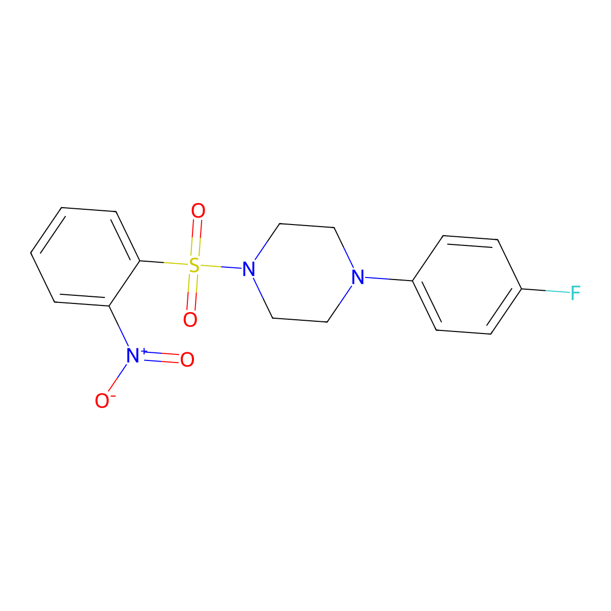1-(4-Fluorophenyl)-4-(2-nitrophenyl)sulfonylpiperazine molecular structure, CAS 313981-51-0