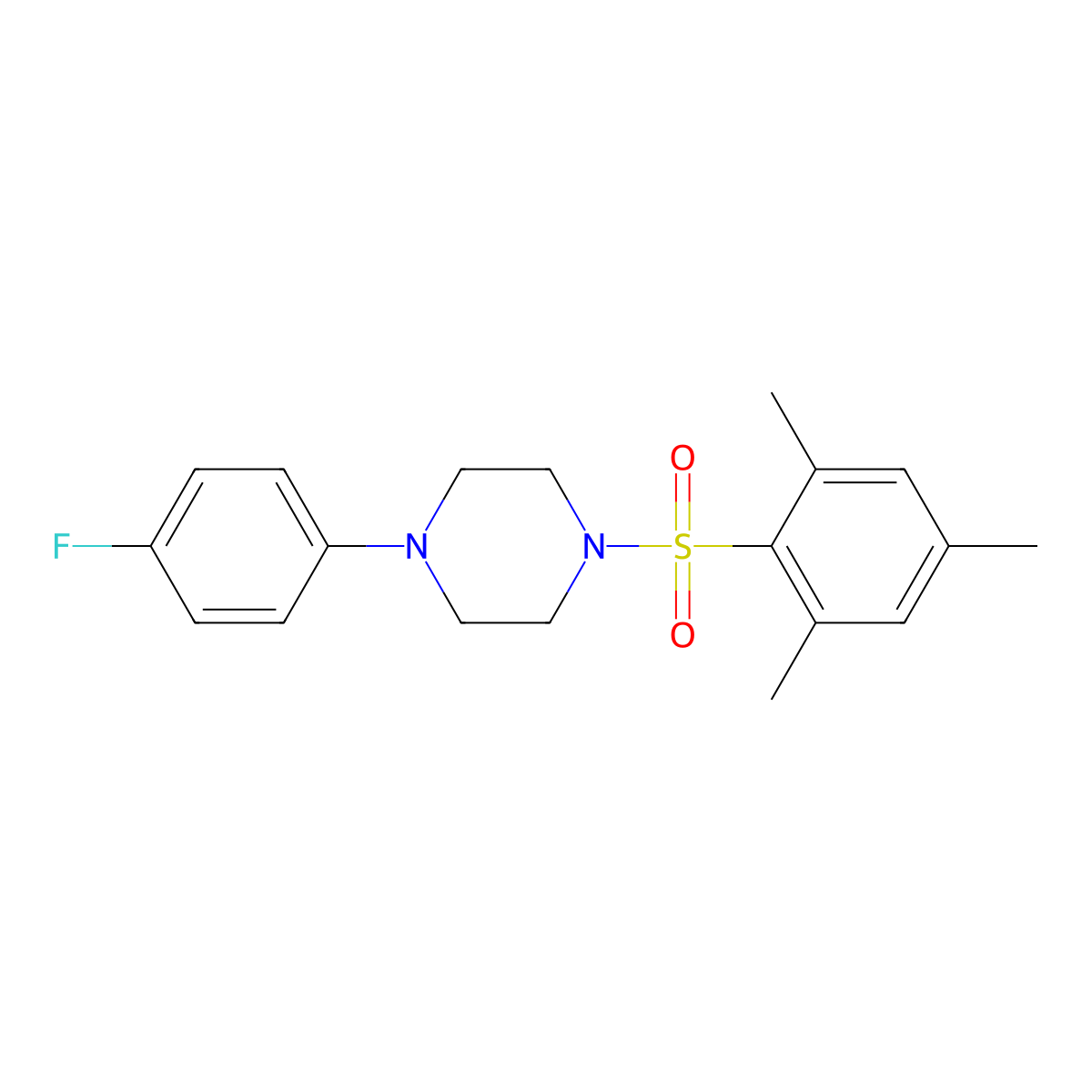 1-(4-Fluorophenyl)-4-(mesitylsulfonyl)piperazine molecular structure, CAS 313981-56-5