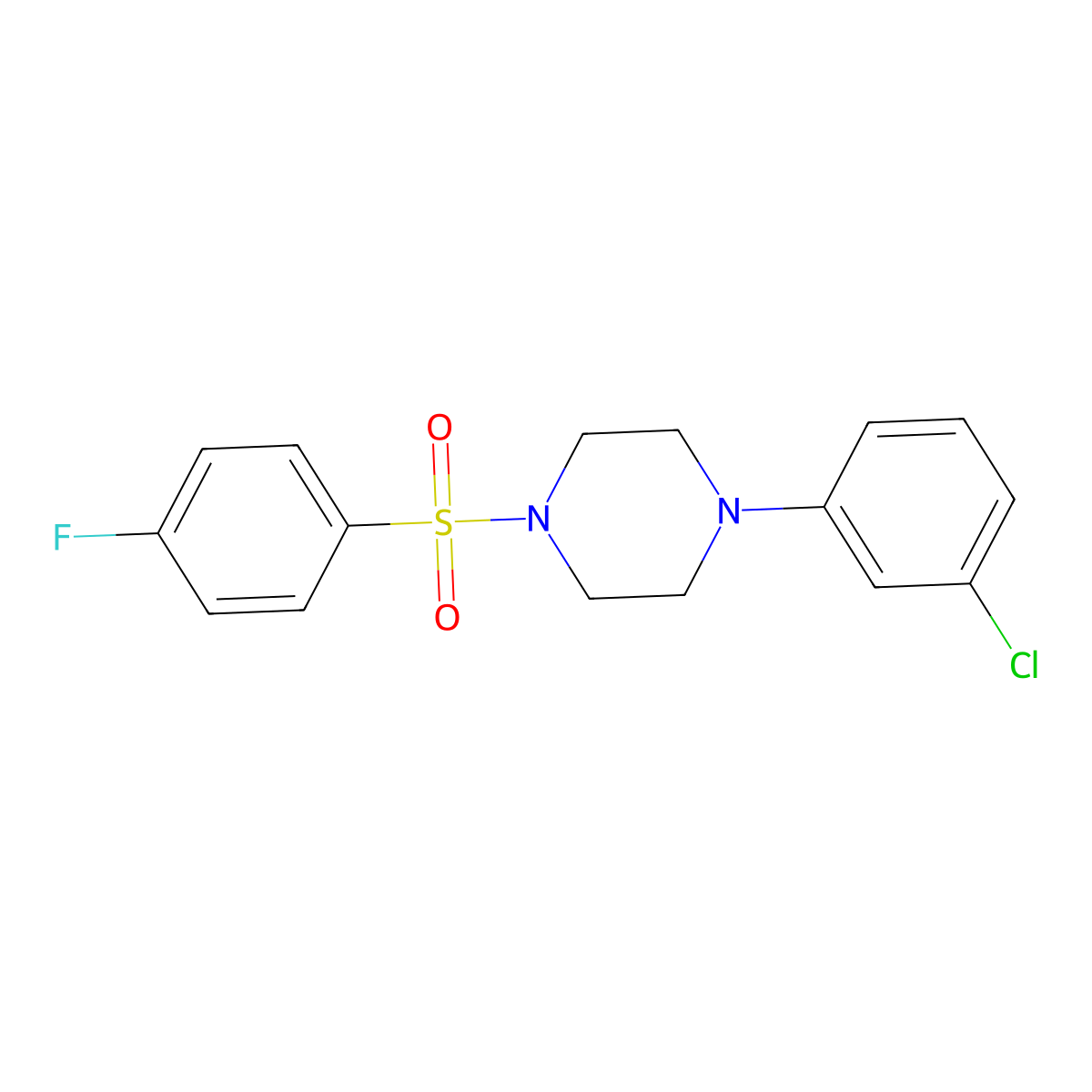 1-(3-Chlorophenyl)-4-(4-fluorobenzenesulfonyl)piperazine molecular structure, CAS 313981-59-8