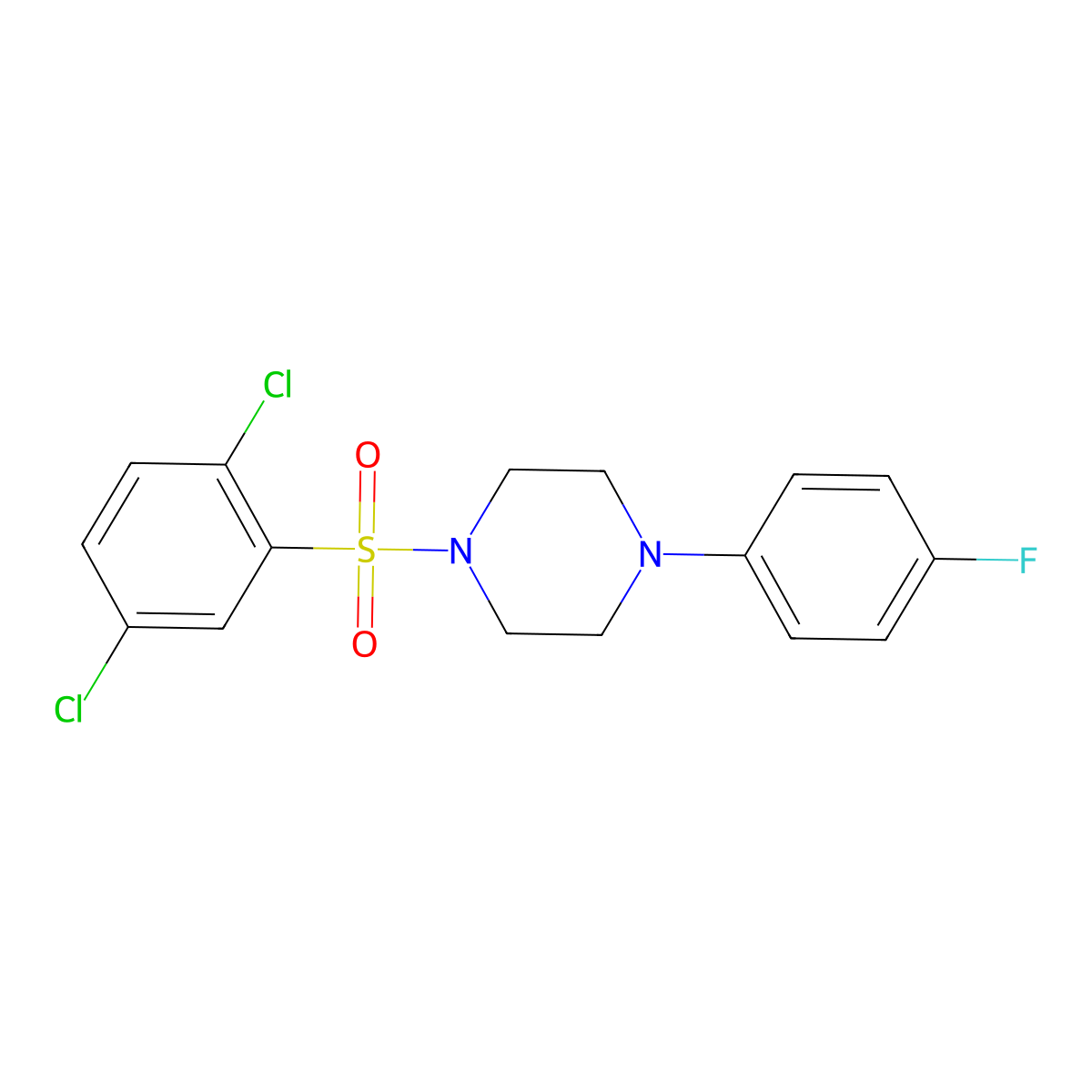 1-[(2,5-Dichlorophenyl)sulfonyl]-4-(4-fluorophenyl)piperazine molecular structure, CAS 313981-61-2