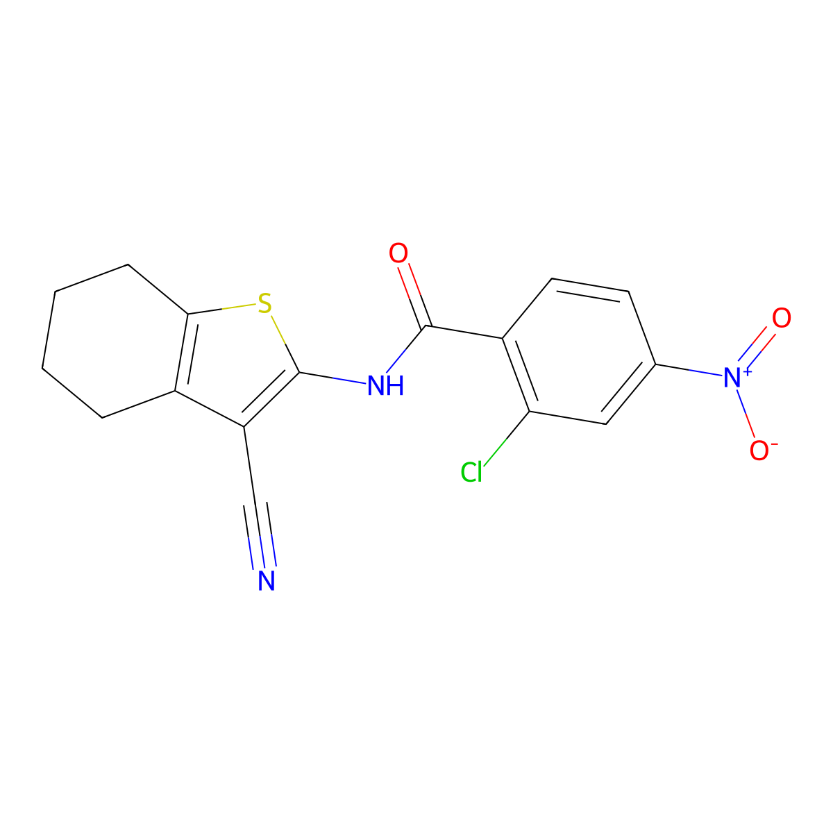 2-chloro-N-(3-cyano-4,5,6,7-tetrahydro-1-benzothiophen-2-yl)-4-nitrobenzamide molecular structure, CAS 313981-65-6