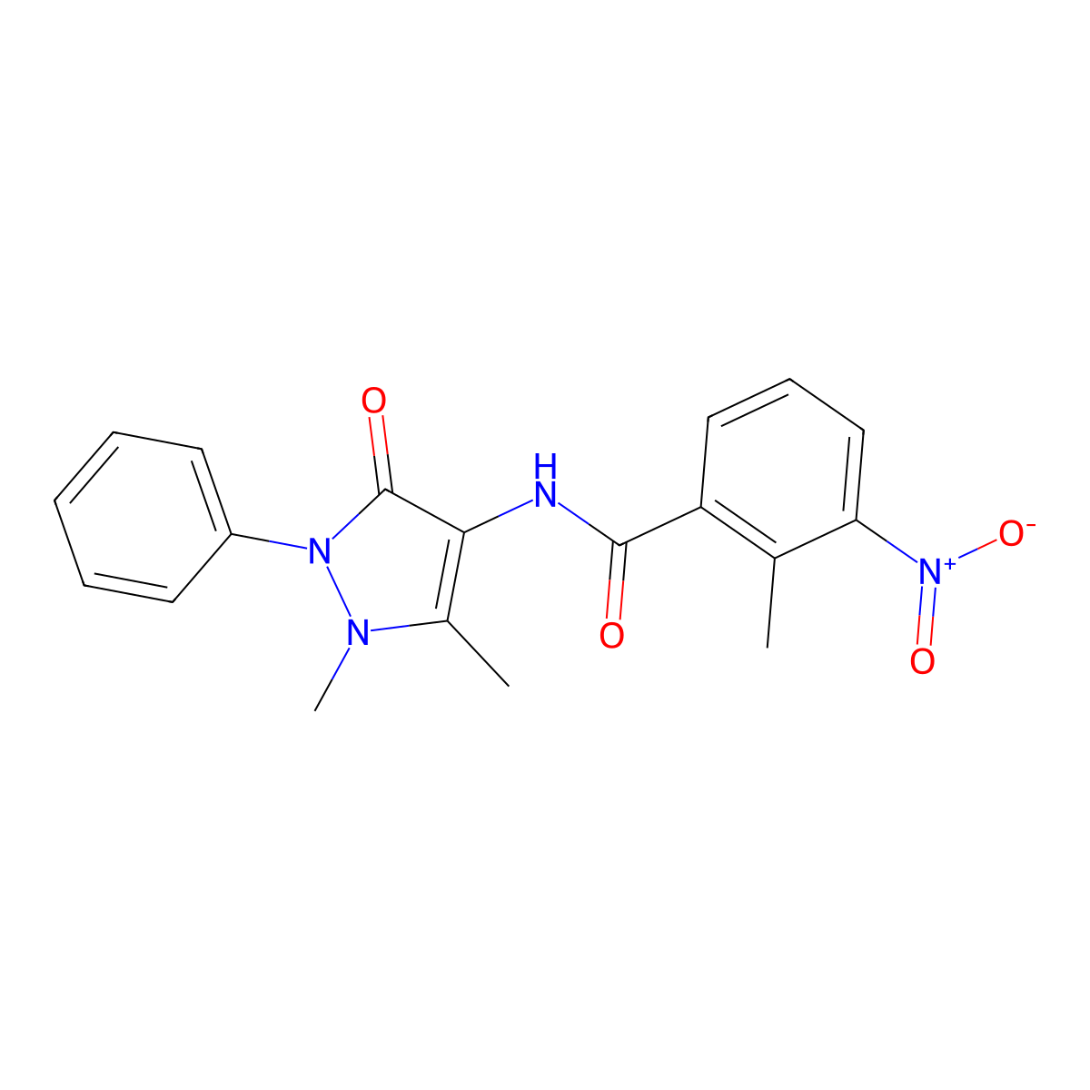 N-(1,5-dimethyl-3-oxo-2-phenyl-2,3-dihydro-1H-pyrazol-4-yl)-2-methyl-3-nitrobenzamide molecular structure, CAS 313981-68-9