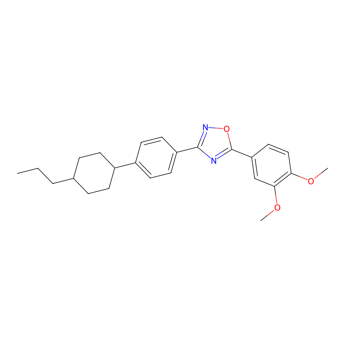 5-(3,4-Dimethoxyphenyl)-3-[4-(4-propylcyclohexyl)phenyl]-1,2,4-oxadiazole molecular structure, CAS 313981-77-0