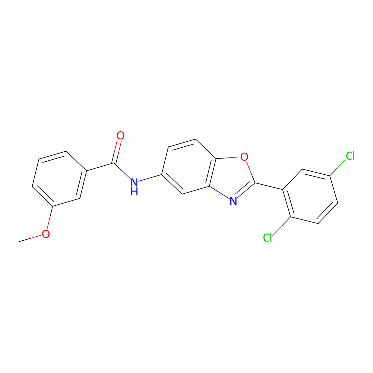 N-[2-(2,5-dichlorophenyl)-1,3-benzoxazol-5-yl]-3-methoxybenzamide molecular structure, CAS 313981-87-2