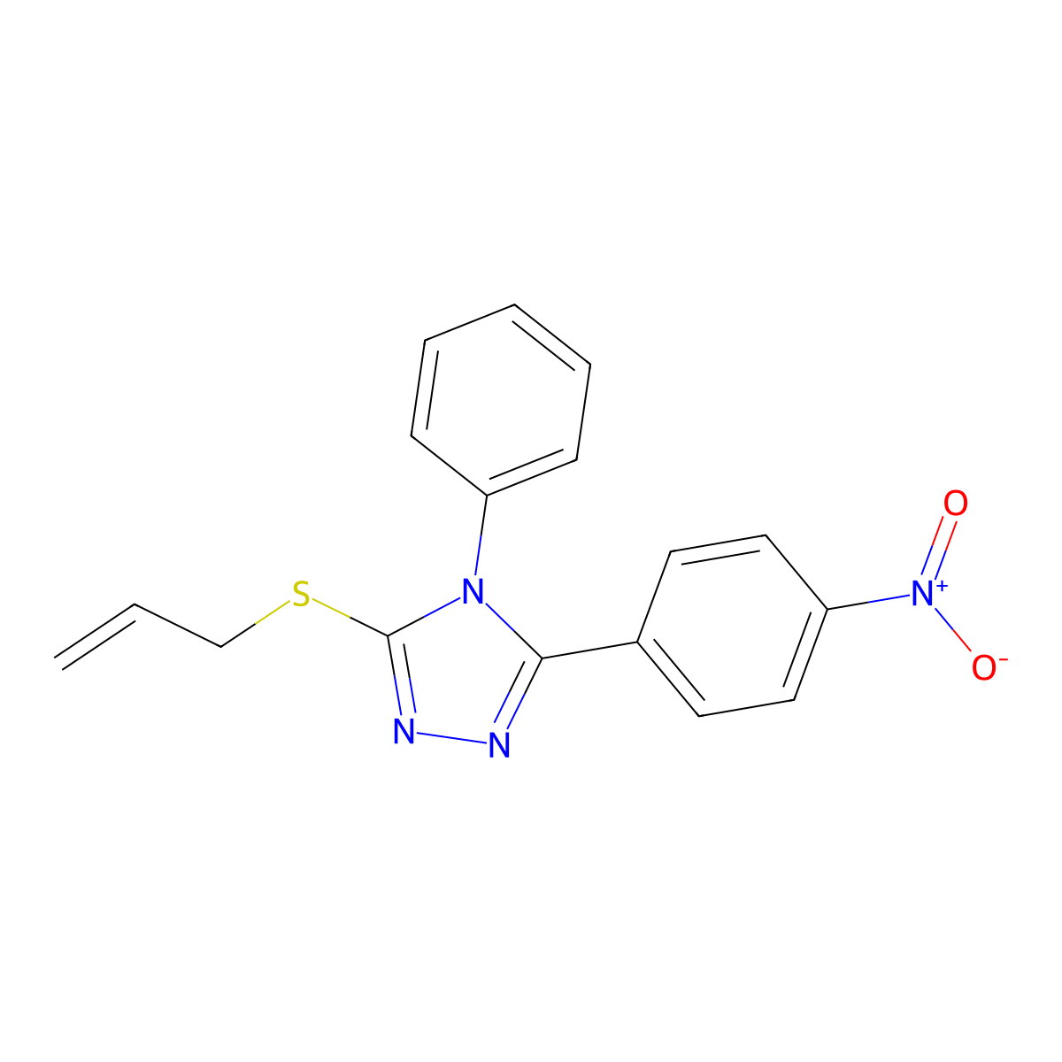 3-(4-Nitrophenyl)-4-phenyl-5-prop-2-enylsulfanyl-1,2,4-triazole molecular structure, CAS 313982-12-6