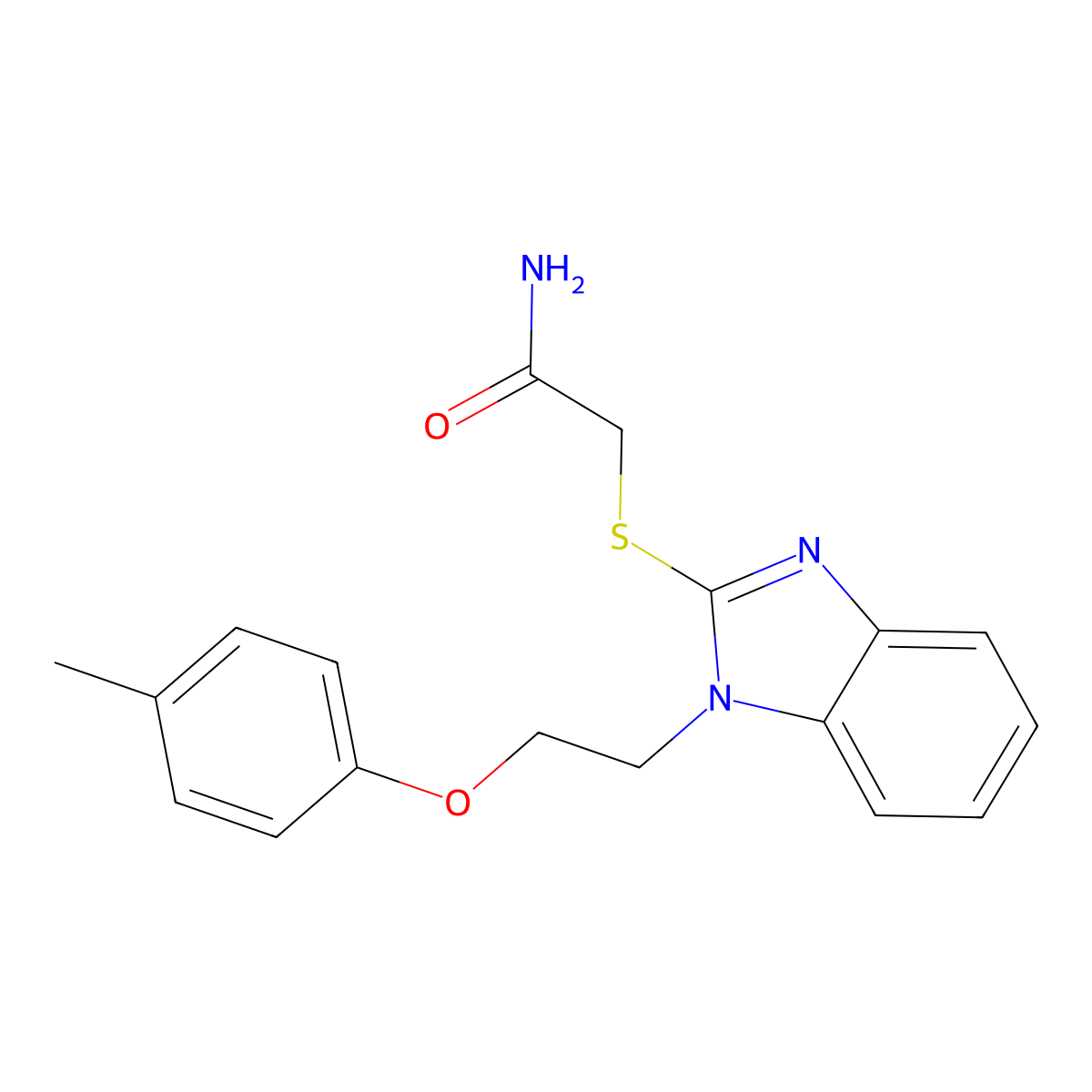 2-[1-[2-(4-Methylphenoxy)ethyl]benzimidazol-2-yl]sulfanylacetamide molecular structure, CAS 313984-73-5