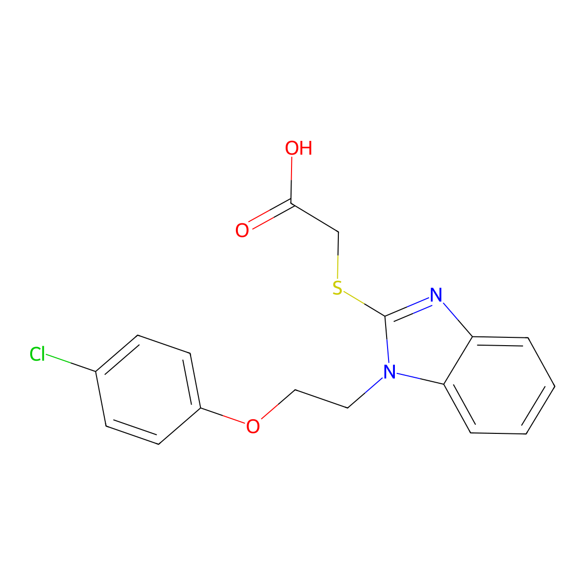 2-[[1-[2-(4-Chlorophenoxy)ethyl]-1H-benzimidazol-2-yl]thio]acetic acid molecular structure, CAS 313984-78-0