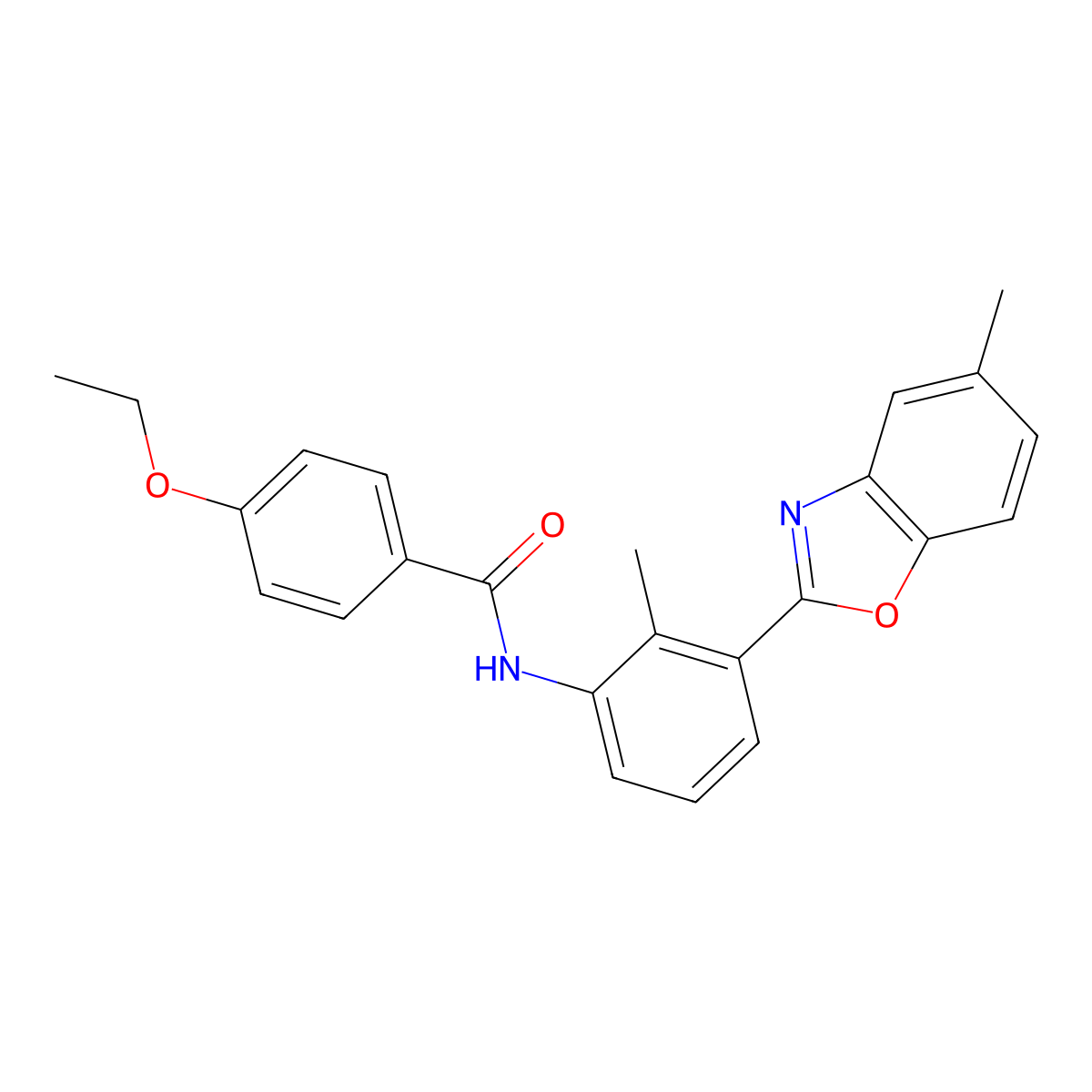 4-ethoxy-N-[2-methyl-3-(5-methyl-1,3-benzoxazol-2-yl)phenyl]benzamide molecular structure, CAS 313984-89-3