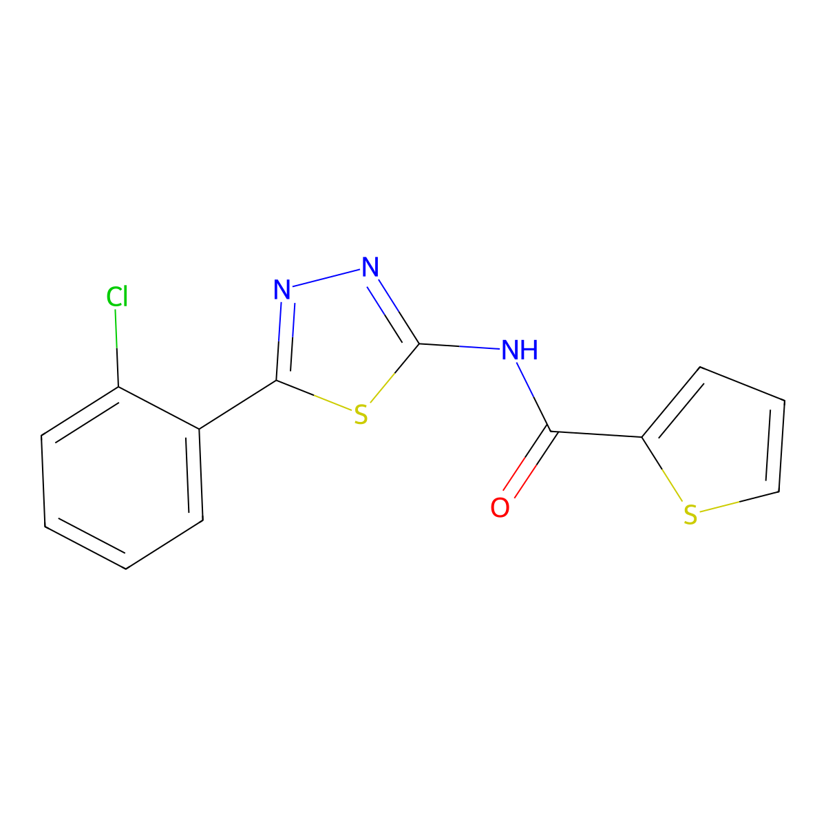 N-[5-(2-chlorophenyl)-1,3,4-thiadiazol-2-yl]thiophene-2-carboxamide molecular structure, CAS 313985-15-8
