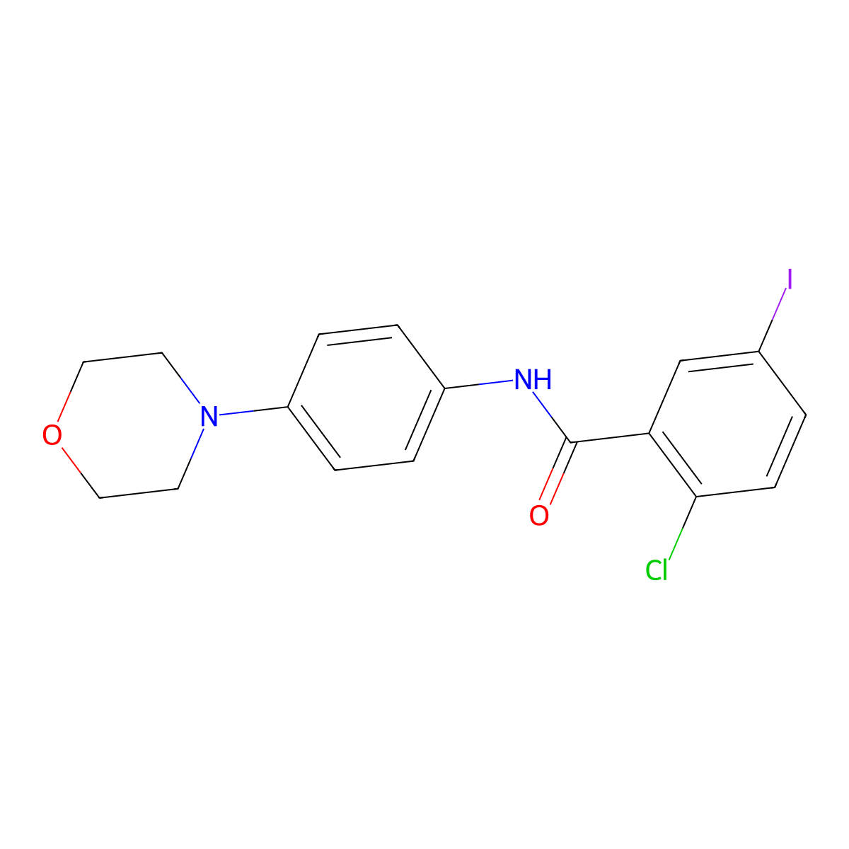 2-chloro-5-iodo-N-(4-morpholinophenyl)benzamide molecular structure, CAS 313985-27-2