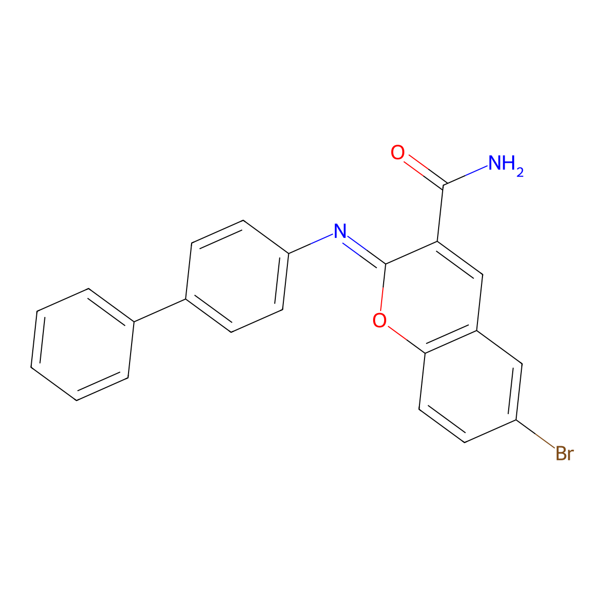 (2Z)-2-({[1,1'-biphenyl]-4-yl}imino)-6-bromo-2H-chromene-3-carboxamide molecular structure, CAS 313985-65-8