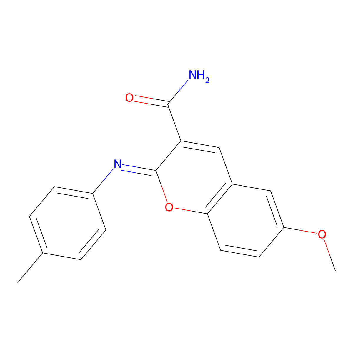 (2Z)-6-methoxy-2-[(4-methylphenyl)imino]-2H-chromene-3-carboxamide molecular structure, CAS 313985-76-1