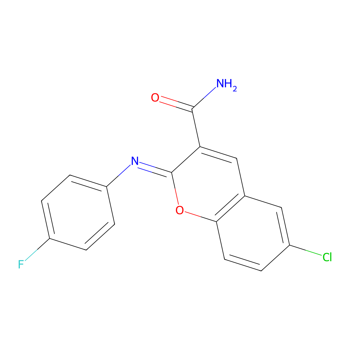 (2Z)-6-chloro-2-[(4-fluorophenyl)imino]-2H-chromene-3-carboxamide molecular structure, CAS 313985-77-2
