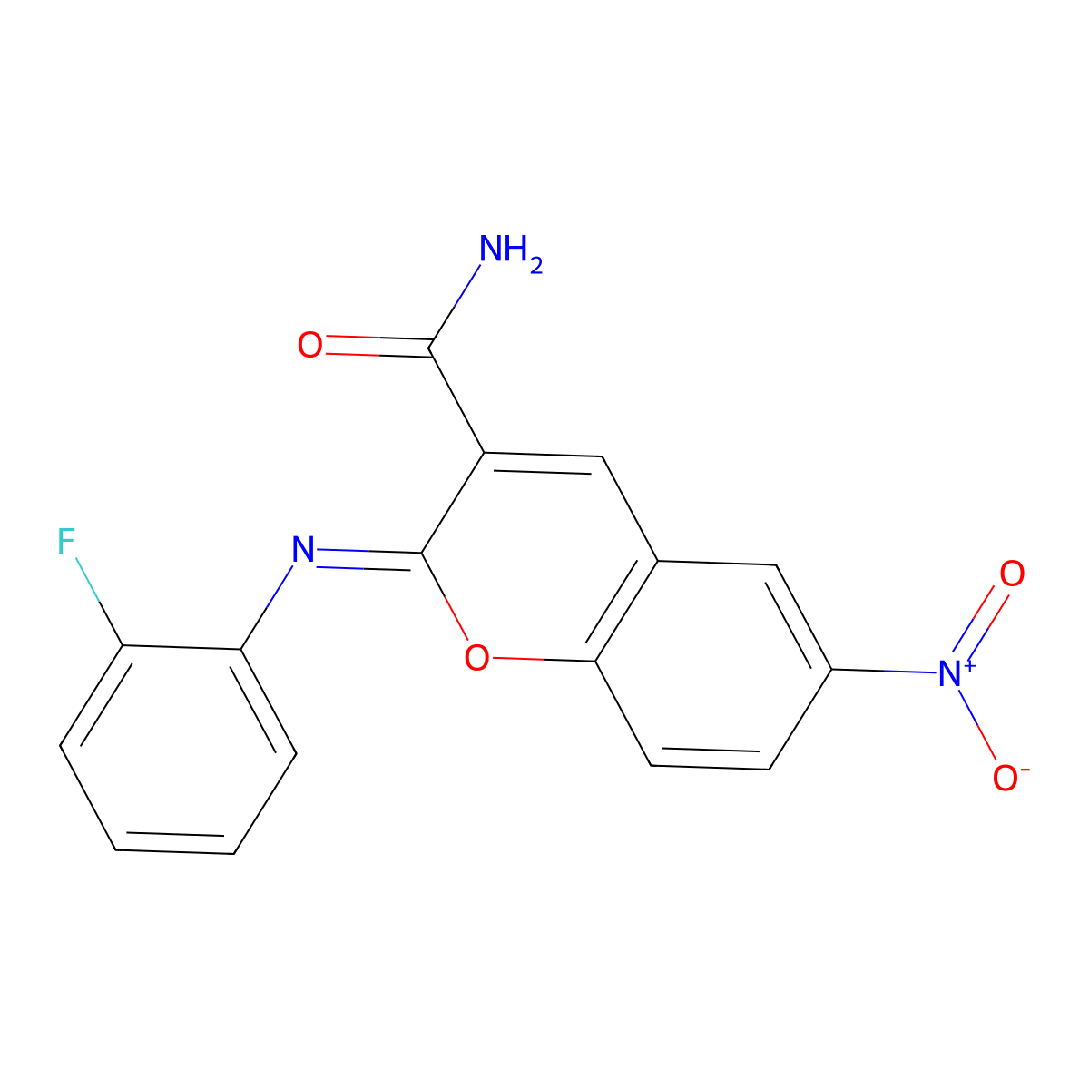 (2Z)-2-[(2-fluorophenyl)imino]-6-nitro-2H-chromene-3-carboxamide molecular structure, CAS 313985-80-7
