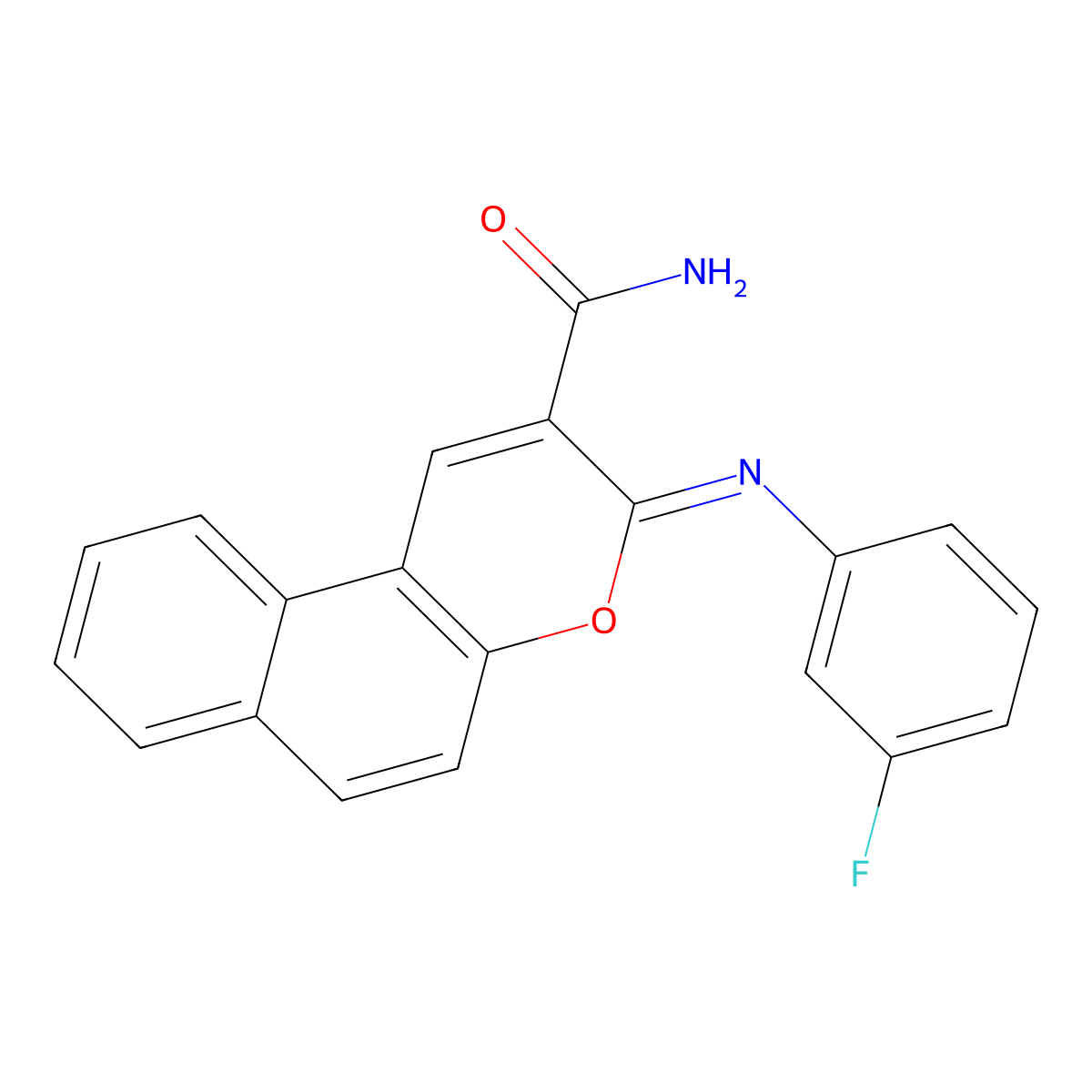(3Z)-3-[(3-fluorophenyl)imino]-3H-benzo[f]chromene-2-carboxamide molecular structure, CAS 313985-81-8