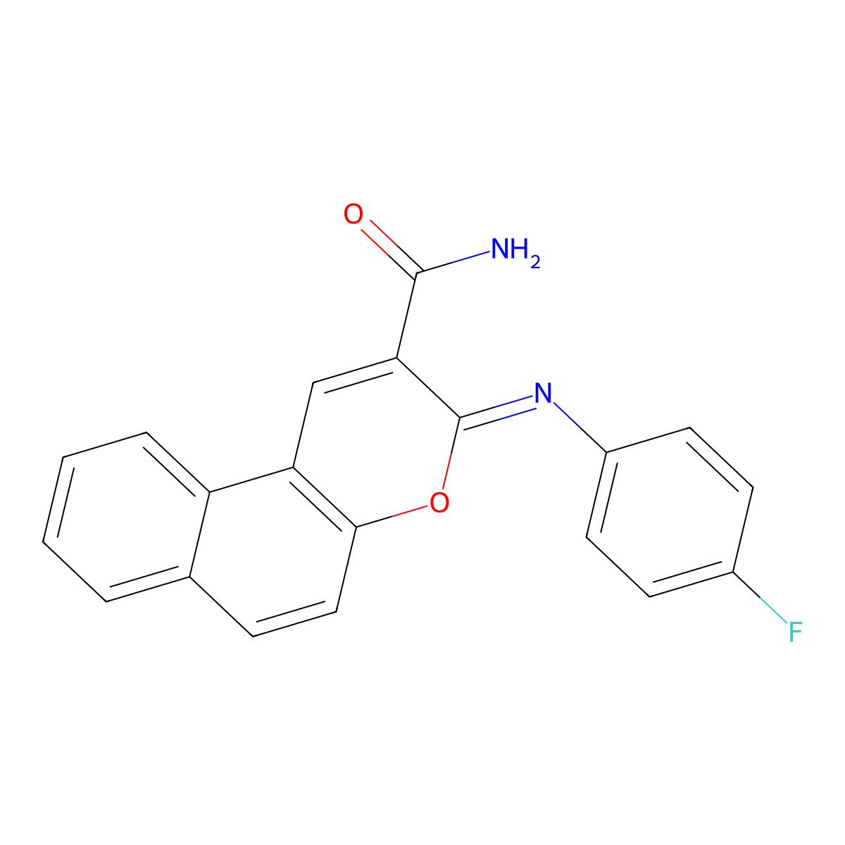 (3Z)-3-[(4-fluorophenyl)imino]-3H-benzo[f]chromene-2-carboxamide molecular structure, CAS 313985-82-9