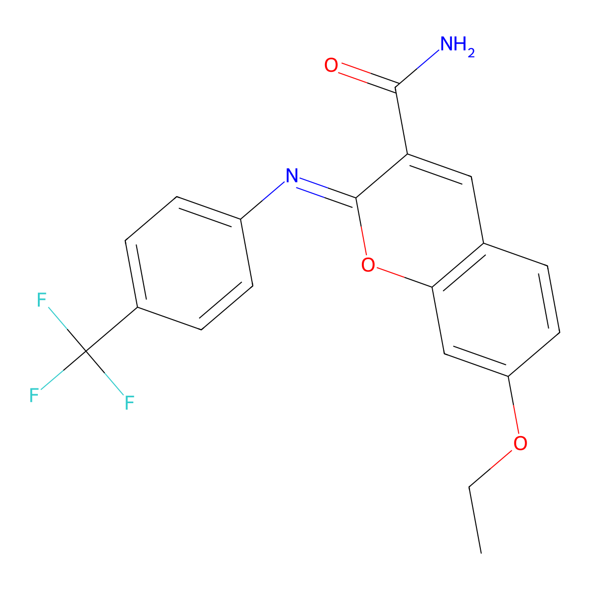 (2Z)-7-ethoxy-2-{[4-(trifluoromethyl)phenyl]imino}-2H-chromene-3-carboxamide molecular structure, CAS 313985-83-0