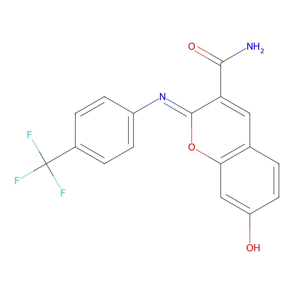 (2Z)-7-hydroxy-2-{[4-(trifluoromethyl)phenyl]imino}-2H-chromene-3-carboxamide molecular structure, CAS 313985-84-1