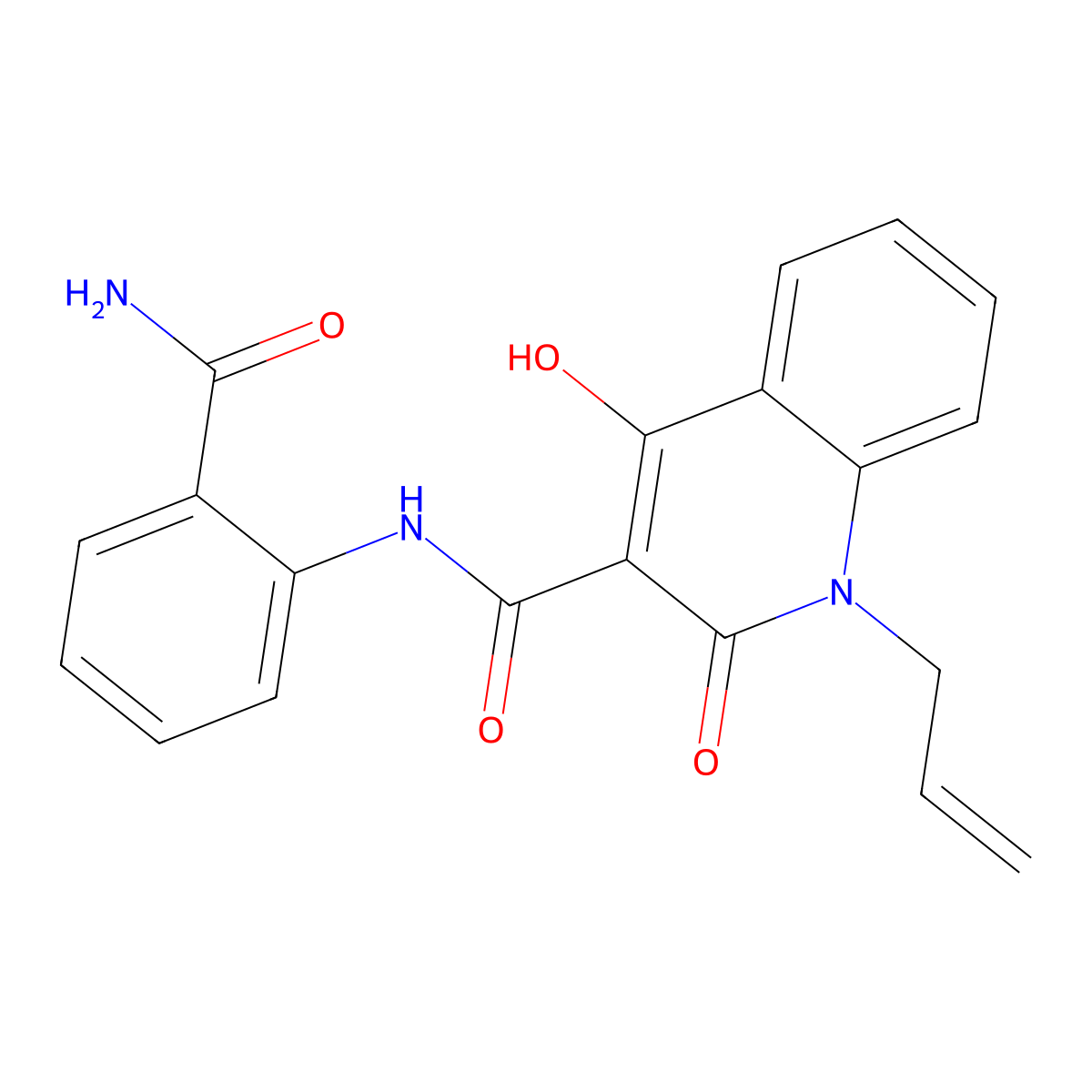 N-(2-carbamoylphenyl)-4-hydroxy-2-oxo-1-(prop-2-en-1-yl)-1,2-dihydroquinoline-3-carboxamide molecular structure, CAS 313985-99-8