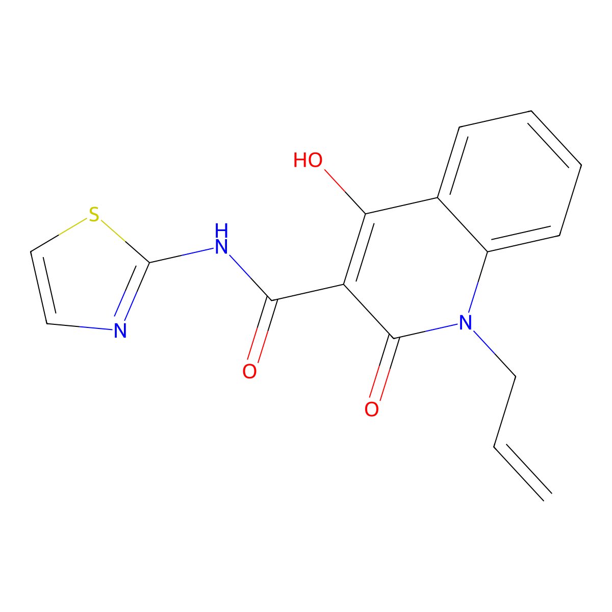 4-Hydroxy-2-oxo-1-(prop-2-en-1-yl)-N-(1,3-thiazol-2-yl)-1,2-dihydroquinoline-3-carboxamide molecular structure, CAS 313986-01-5