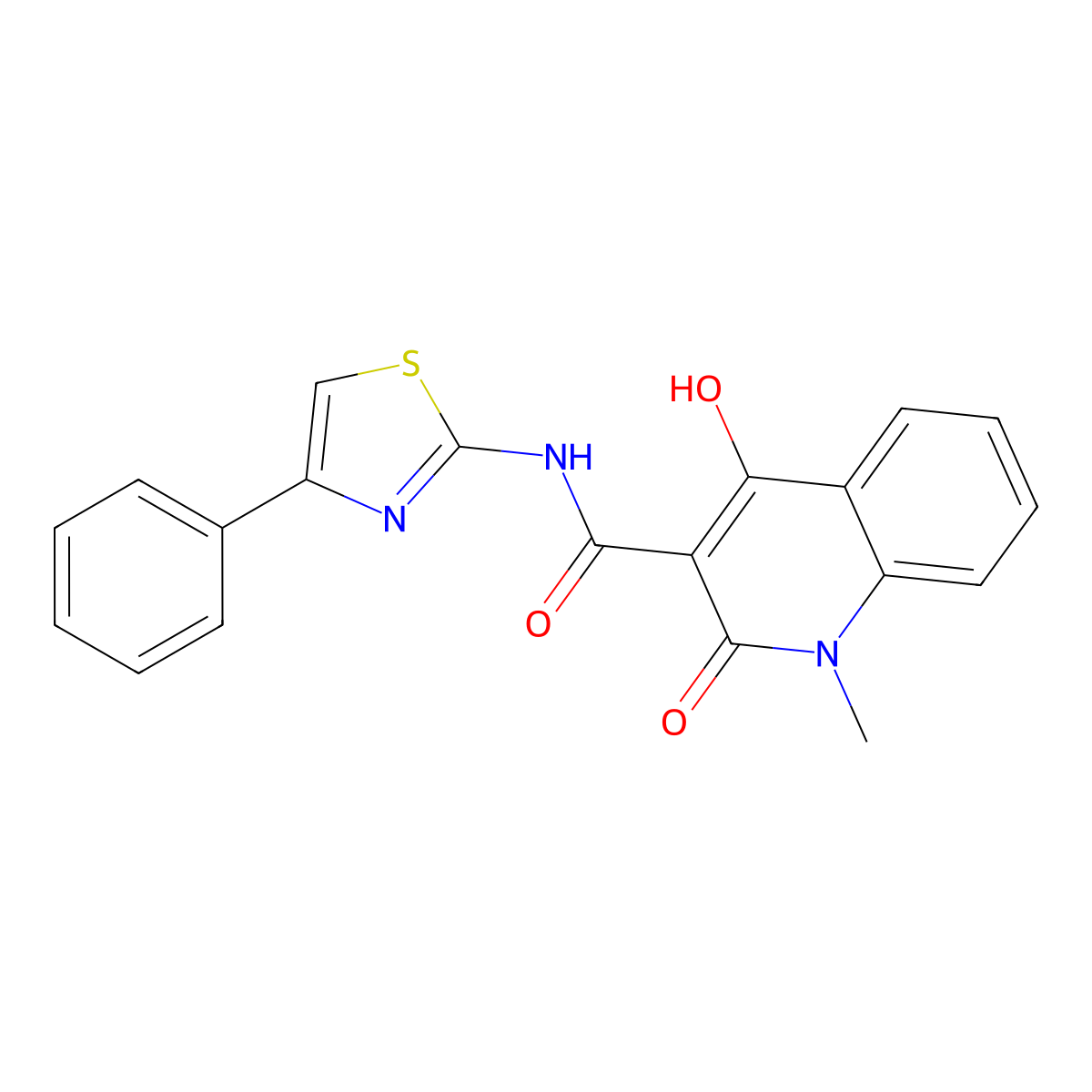 4-hydroxy-1-methyl-2-oxo-N-(4-phenyl-1,3-thiazol-2-yl)-1,2-dihydroquinoline-3-carboxamide molecular structure, CAS 313986-02-6
