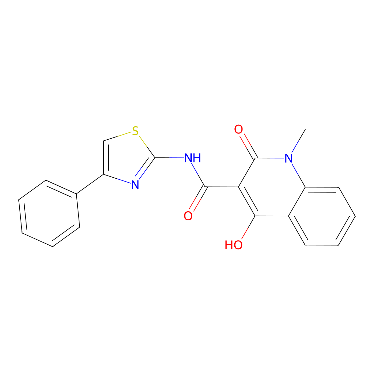 4-hydroxy-1-methyl-2-oxo-N-(4-phenyl-1,3-thiazol-2-yl)-1,2-dihydroquinoline-3-carboxamide molecular structure, CAS 313986-02-6