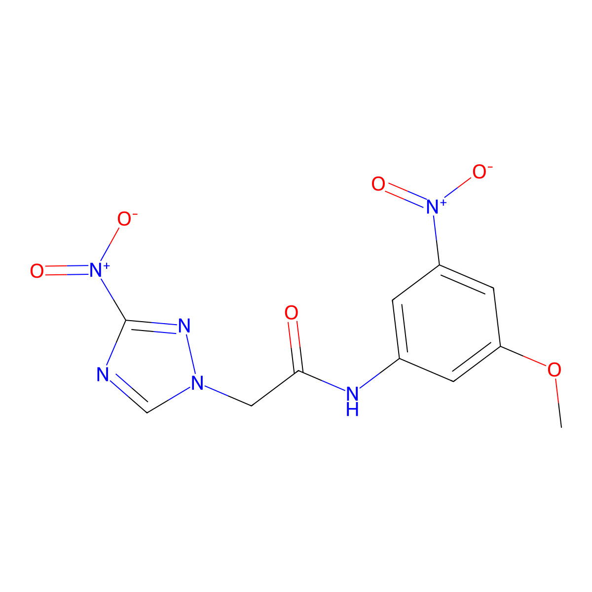 N-(3-methoxy-5-nitrophenyl)-2-(3-nitro-1H-1,2,4-triazol-1-yl)acetamide molecular structure, CAS 313986-42-4