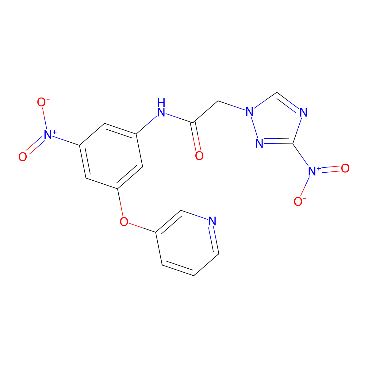 N-(3-nitro-5-pyridin-3-yloxyphenyl)-2-(3-nitro-1,2,4-triazol-1-yl)acetamide molecular structure, CAS 313986-43-5
