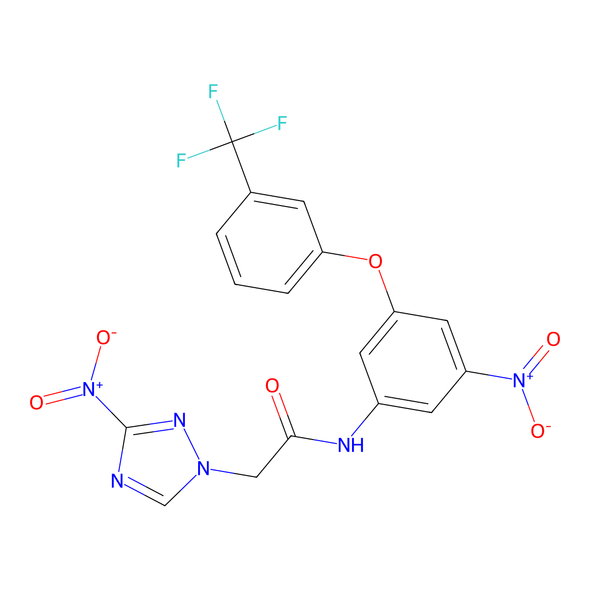 2-(3-nitro-1H-1,2,4-triazol-1-yl)-N-{3-nitro-5-[3-(trifluoromethyl)phenoxy]phenyl}acetamide molecular structure, CAS 313986-44-6