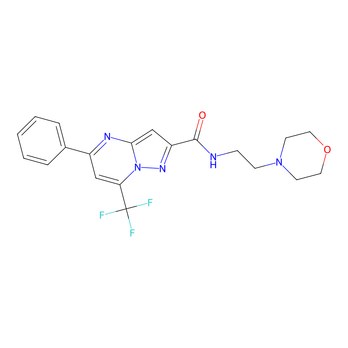 N-(2-morpholin-4-ylethyl)-5-phenyl-7-(trifluoromethyl)pyrazolo[1,5-a]pyrimidine-2-carboxamide molecular structure, CAS 313986-68-4