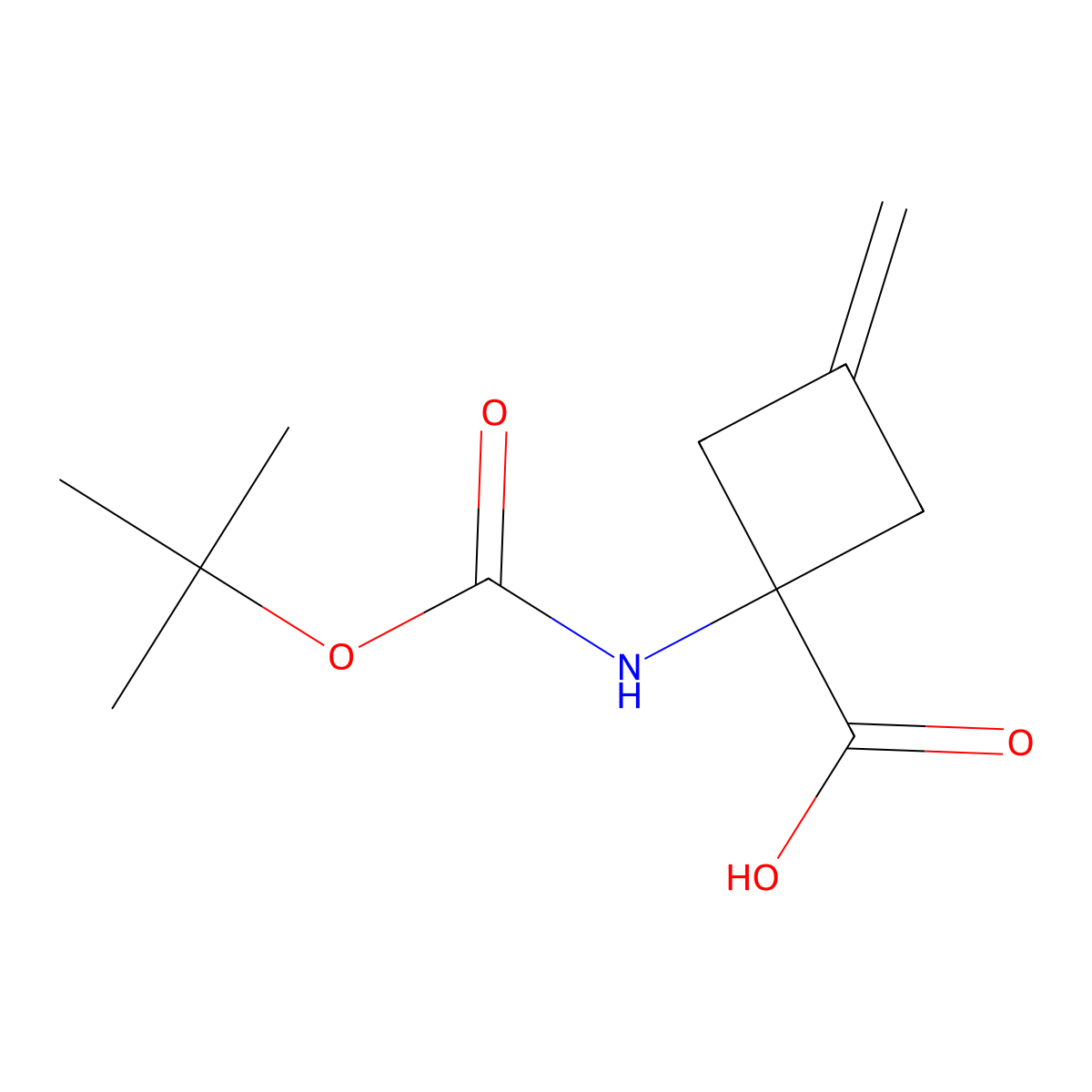 1-(((Tert-butoxy)carbonyl)amino)-3-methylidenecyclobutane-1-carboxylic acid molecular structure, CAS 313996-58-6