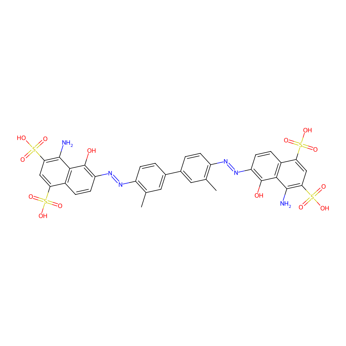 6,6'-[(3,3'-Dimethyl[1,1'-biphenyl]-4,4'-diyl)bis(2,1-diazenediyl)]bis[4-amino-5-hydroxy-1,3-naphthalenedisulfonic acid] molecular structure, CAS 314-13-6