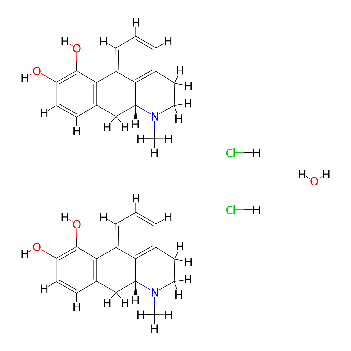 Apomorphine Hydrochloride molecular structure, CAS 314-19-2