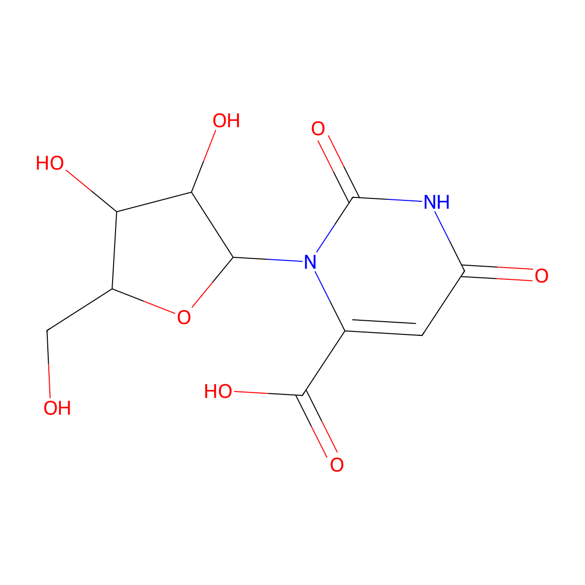 Orotidine molecular structure, CAS 314-50-1