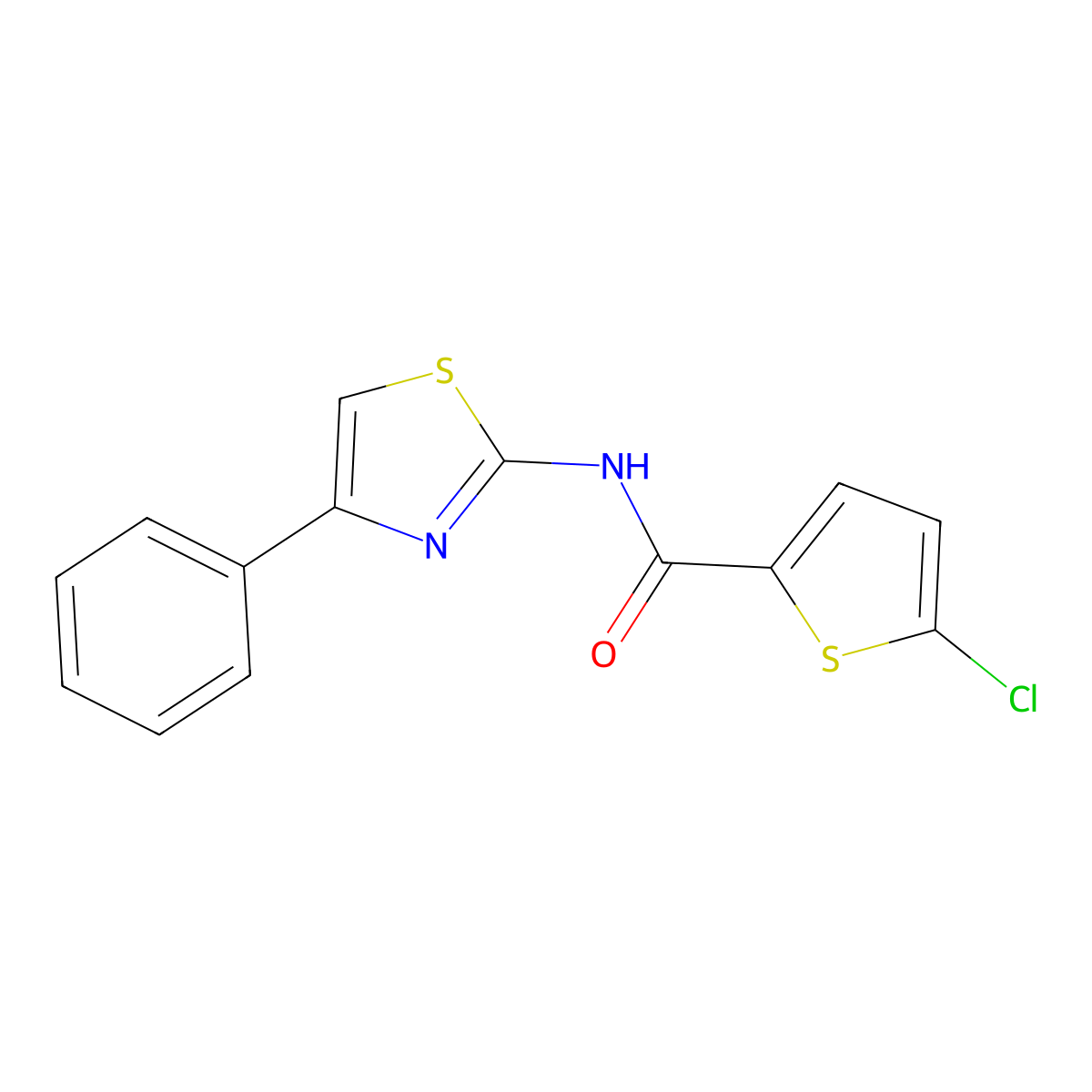 5-chloro-N-(4-phenyl-1,3-thiazol-2-yl)thiophene-2-carboxamide molecular structure, CAS 314022-00-9