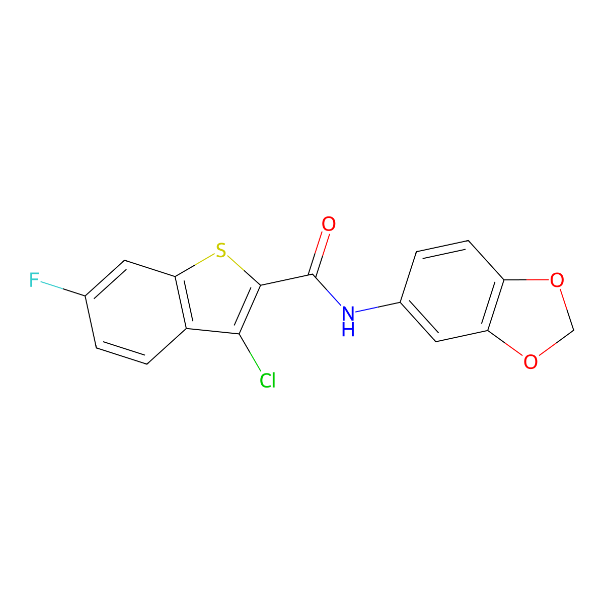 N-(1,3-benzodioxol-5-yl)-3-chloro-6-fluoro-1-benzothiophene-2-carboxamide molecular structure, CAS 314022-11-2