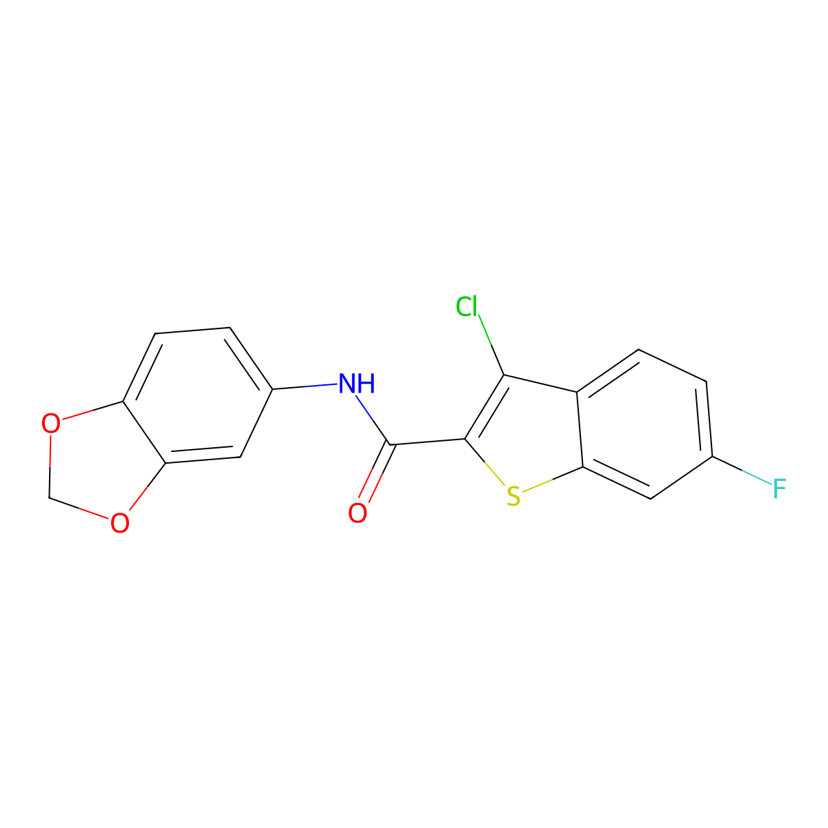 N-(1,3-benzodioxol-5-yl)-3-chloro-6-fluoro-1-benzothiophene-2-carboxamide molecular structure, CAS 314022-11-2
