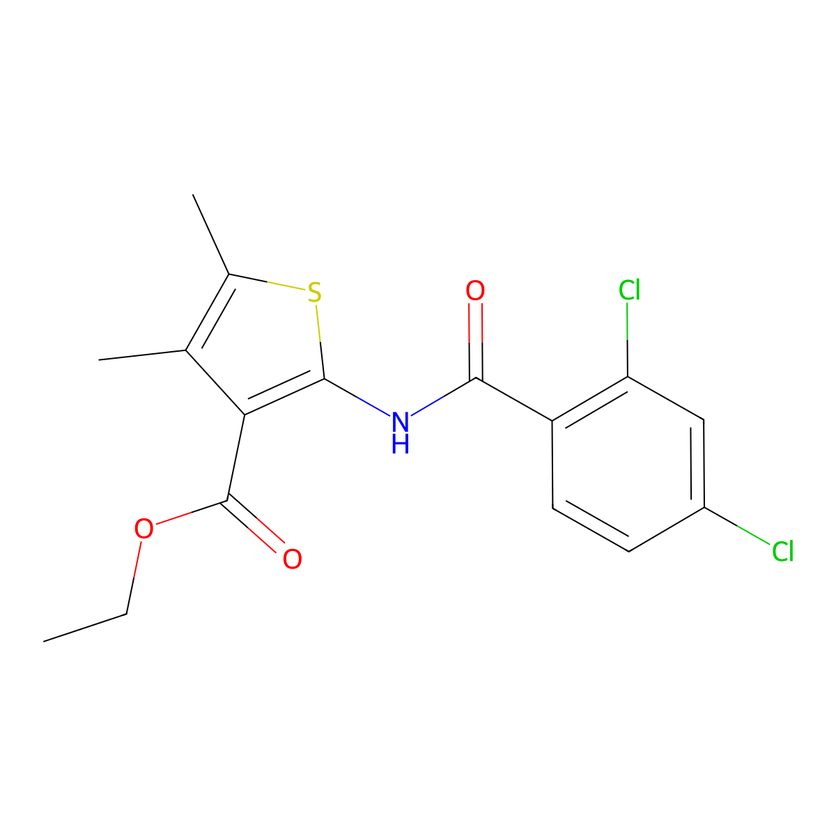 Ethyl 2-[(2,4-dichlorobenzoyl)amino]-4,5-dimethylthiophene-3-carboxylate molecular structure, CAS 314022-16-7