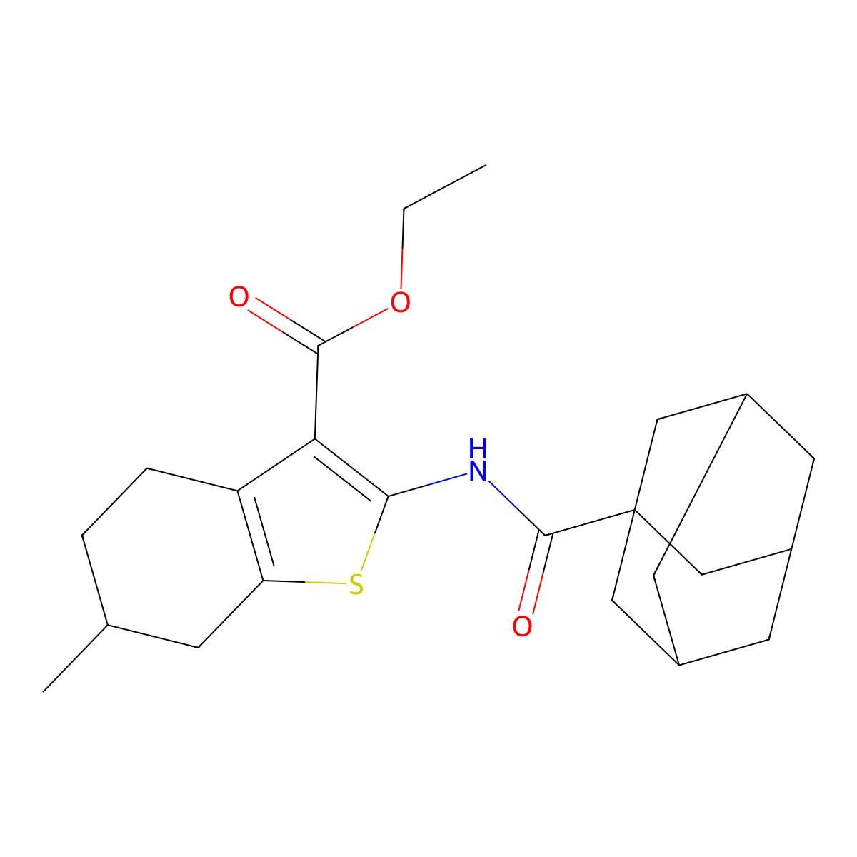 Ethyl 2-[(1-adamantylcarbonyl)amino]-6-methyl-4,5,6,7-tetrahydro-1-benzothiophene-3-carboxylate molecular structure, CAS 314022-30-5