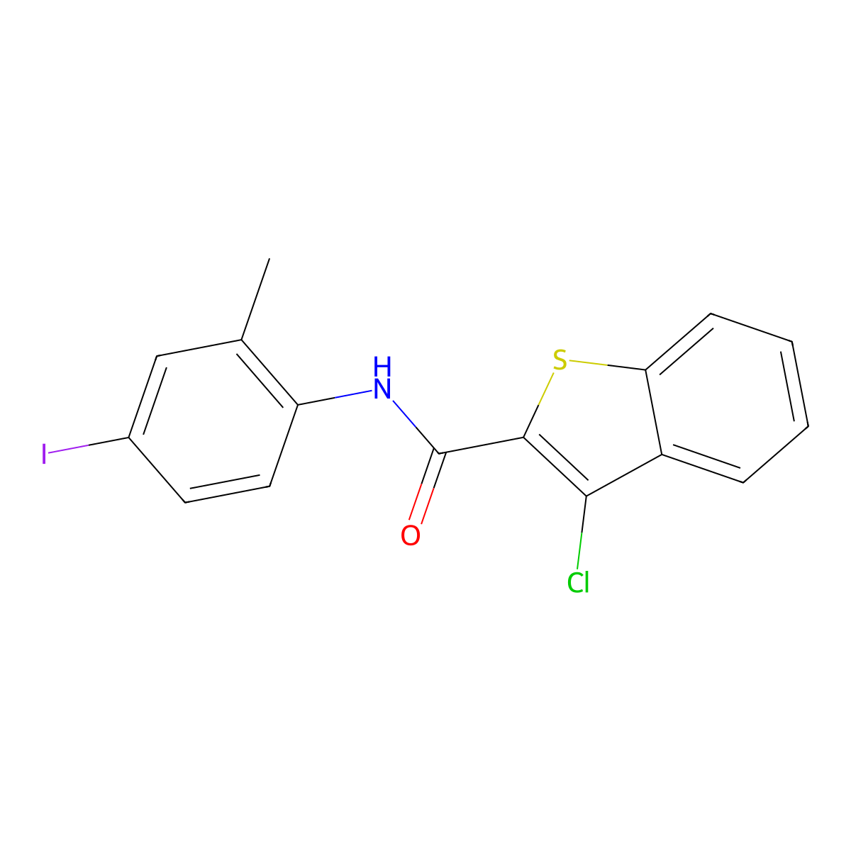 3-chloro-N-(4-iodo-2-methylphenyl)-1-benzothiophene-2-carboxamide molecular structure, CAS 314022-41-8
