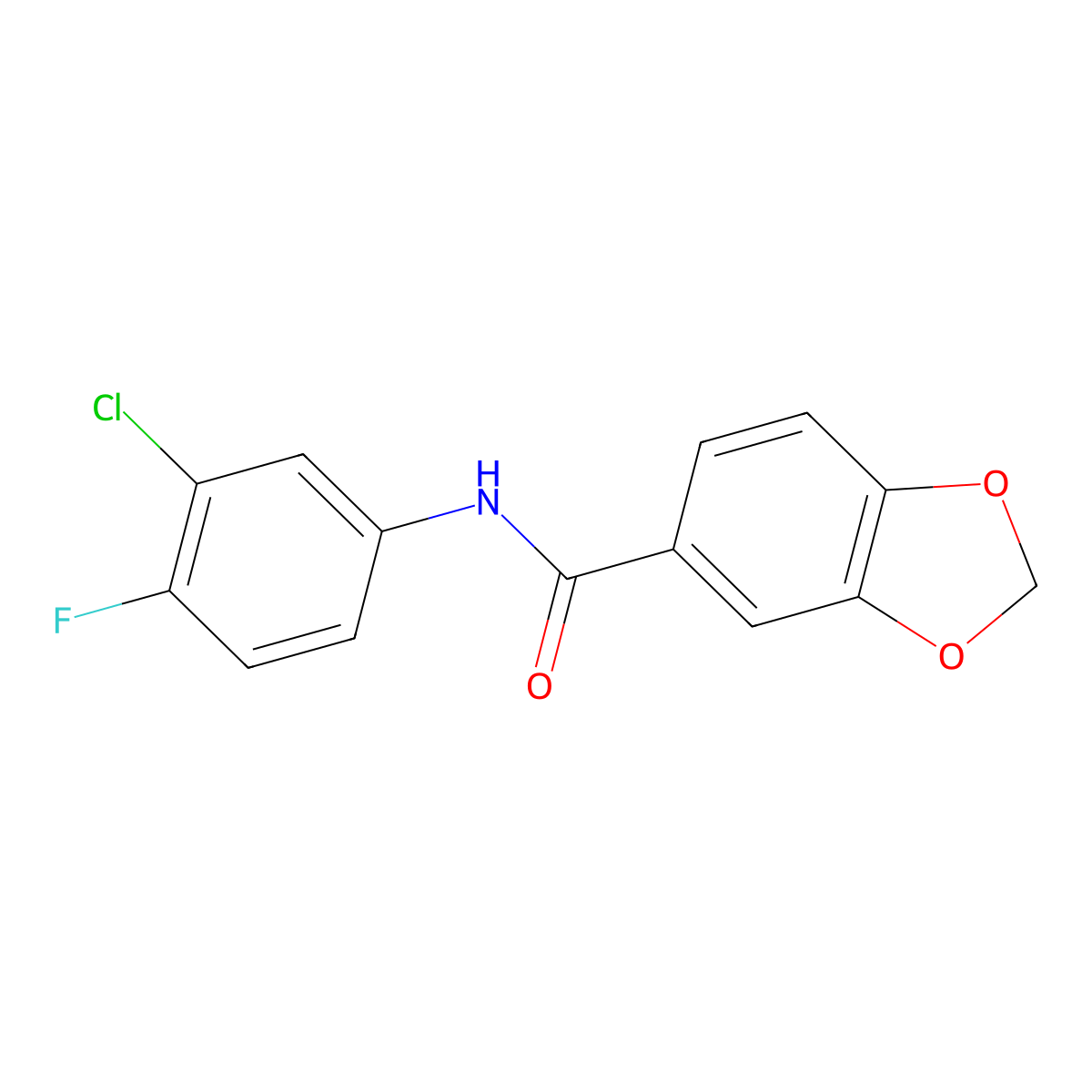 N-(3-chloro-4-fluorophenyl)-1,3-benzodioxole-5-carboxamide molecular structure, CAS 314022-57-6